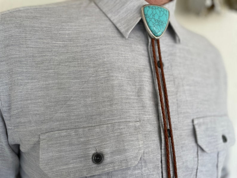 Turquoise Triangle Stone Bolo Tie