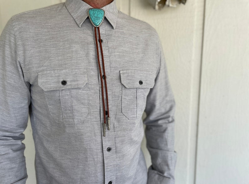 Turquoise Triangle Stone Bolo Tie