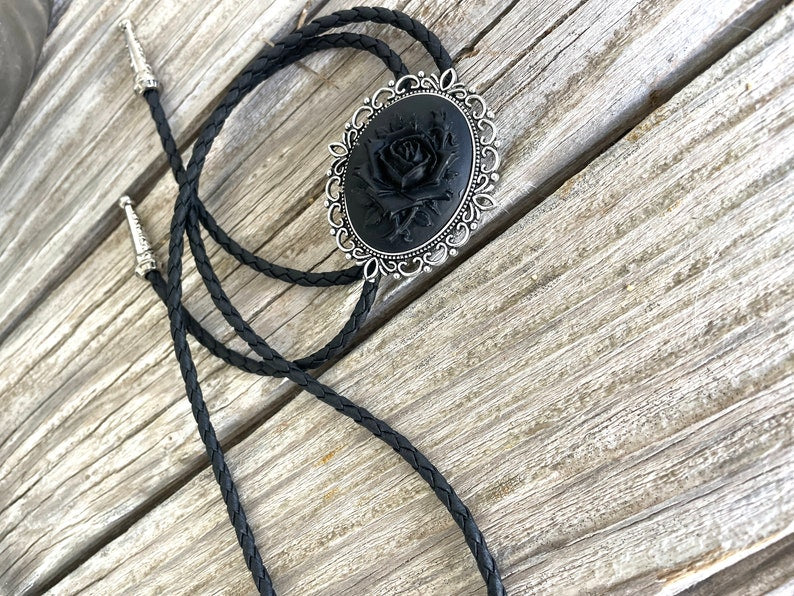 Black Rose Bolo Tie