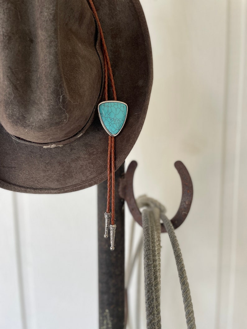 Turquoise Triangle Stone Bolo Tie