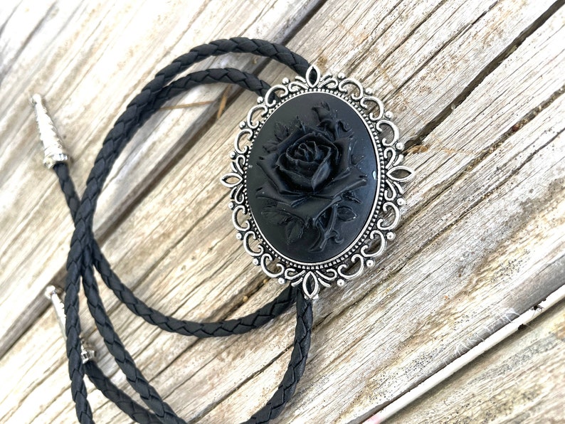 Black Rose Bolo Tie