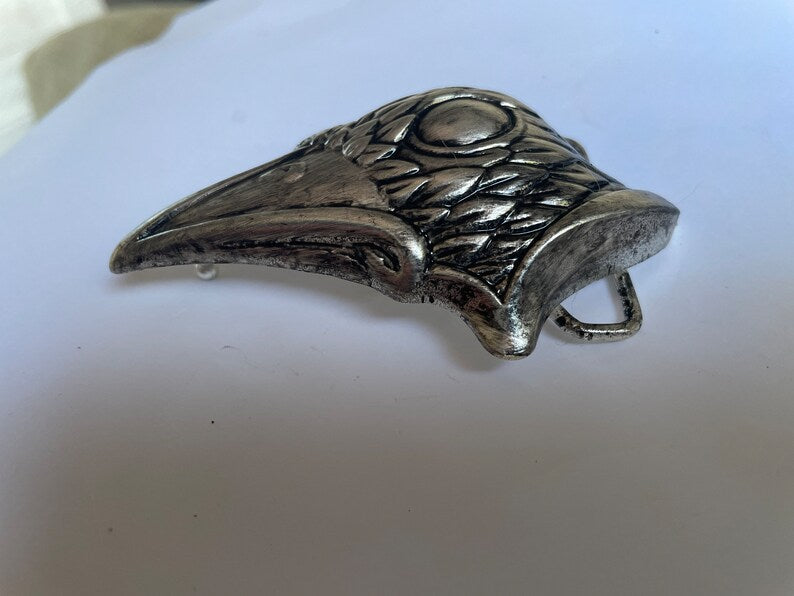 Silver Crow Head Belt Buckle
