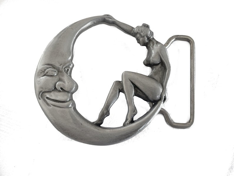 Woman on The Moon Belt Buckle