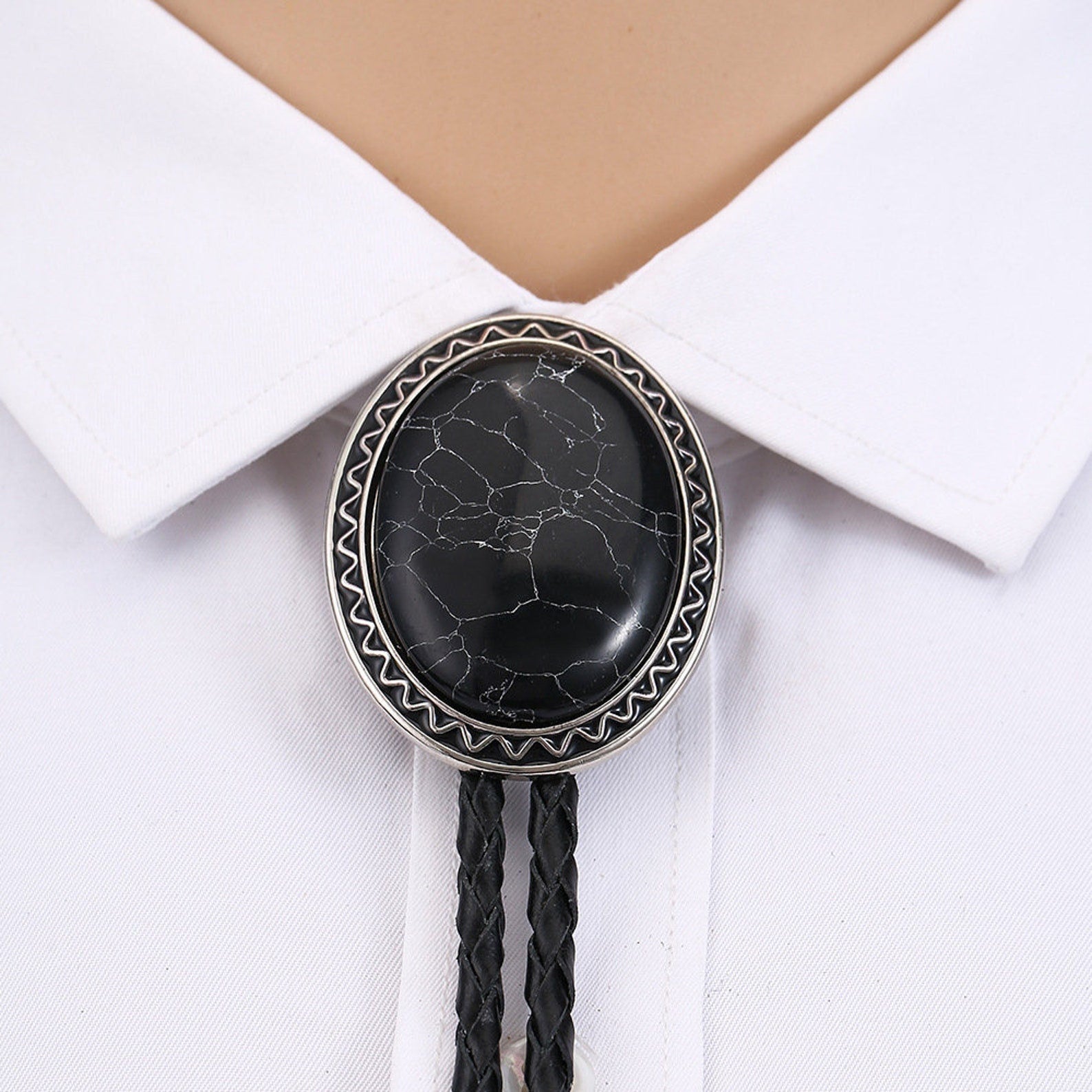 Southwestern Black Stone Bolo Tie