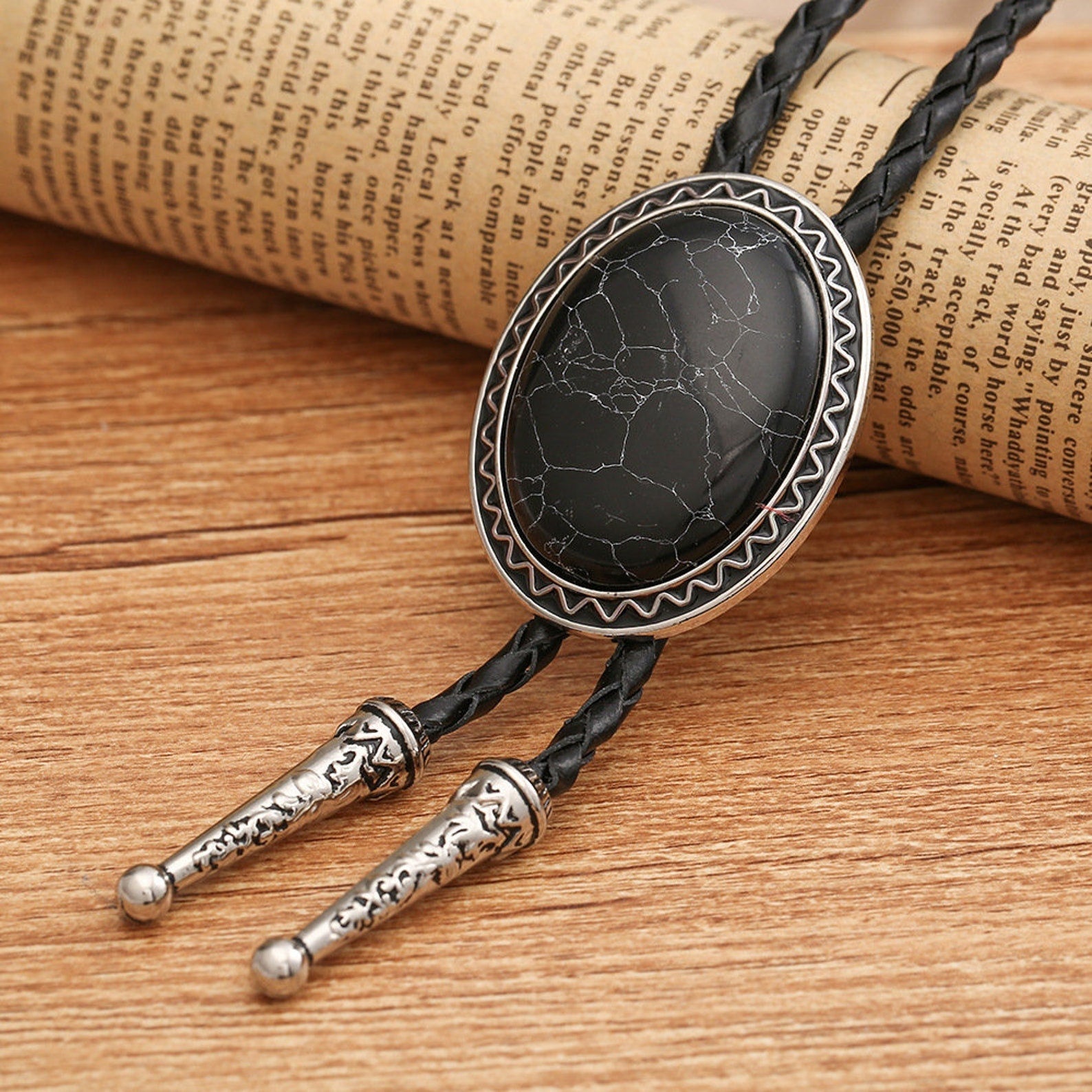 Southwestern Black Stone Bolo Tie