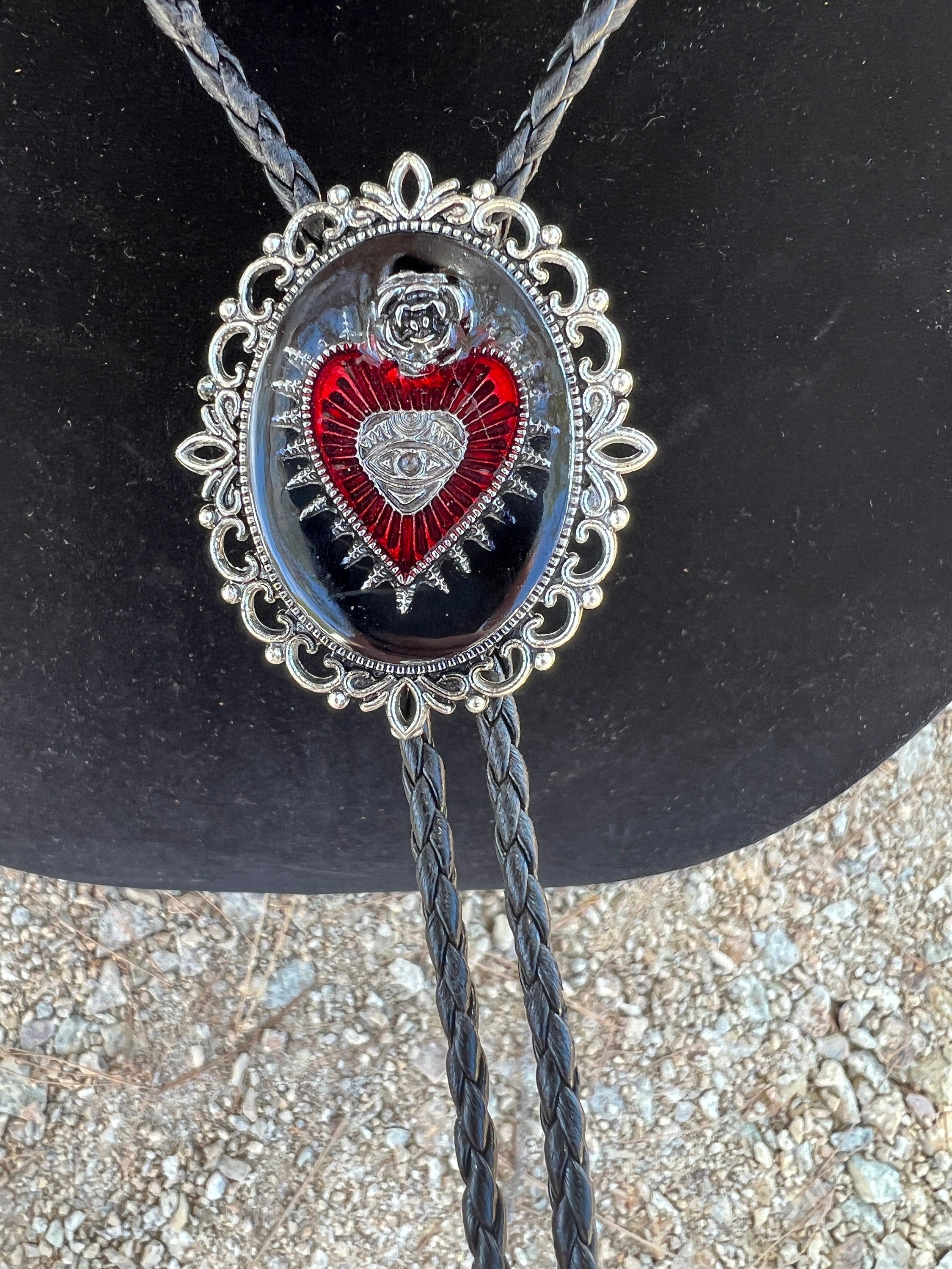 Sacred Heart Rose Bolo Tie