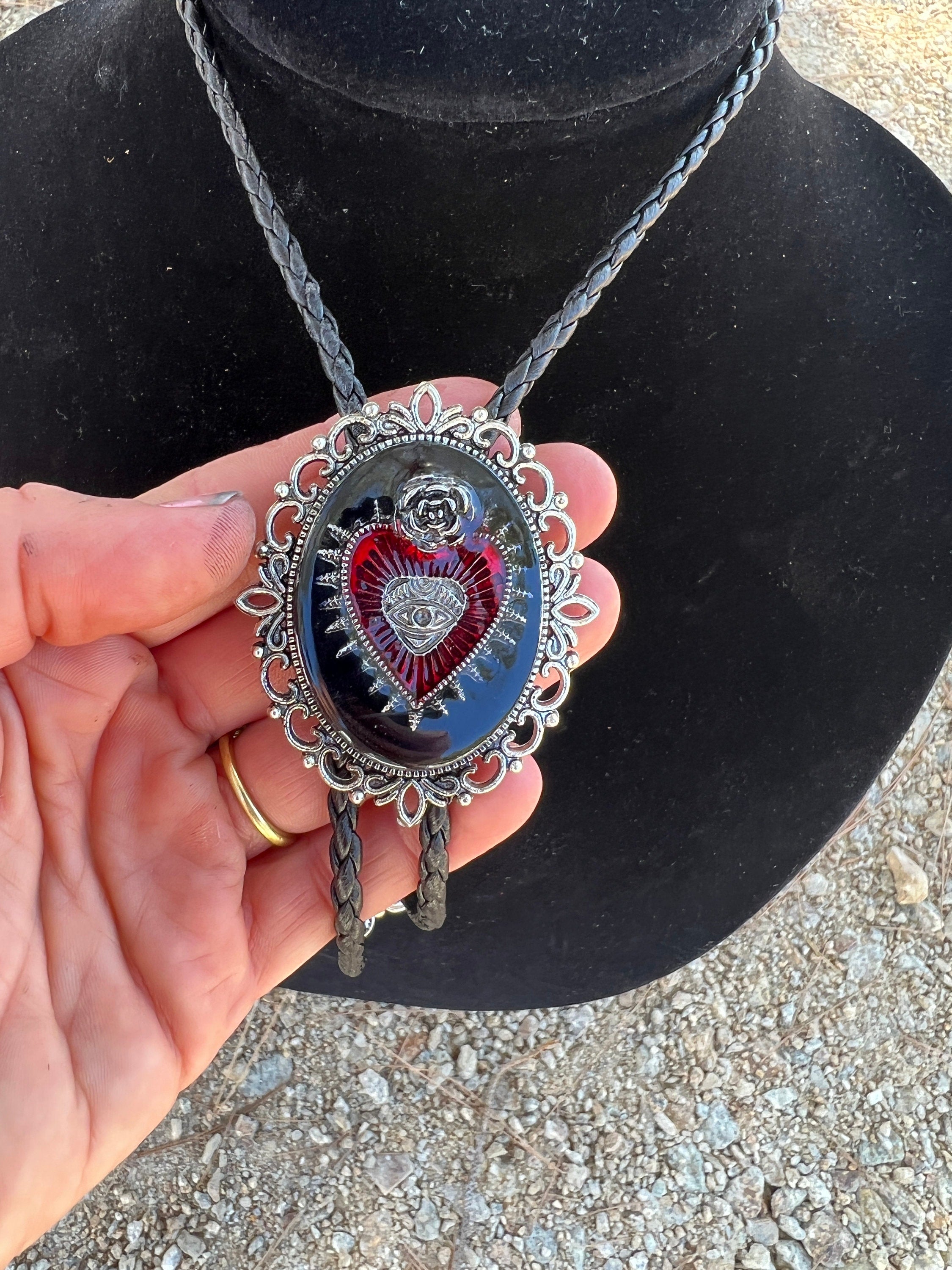 Sacred Heart Rose Bolo Tie