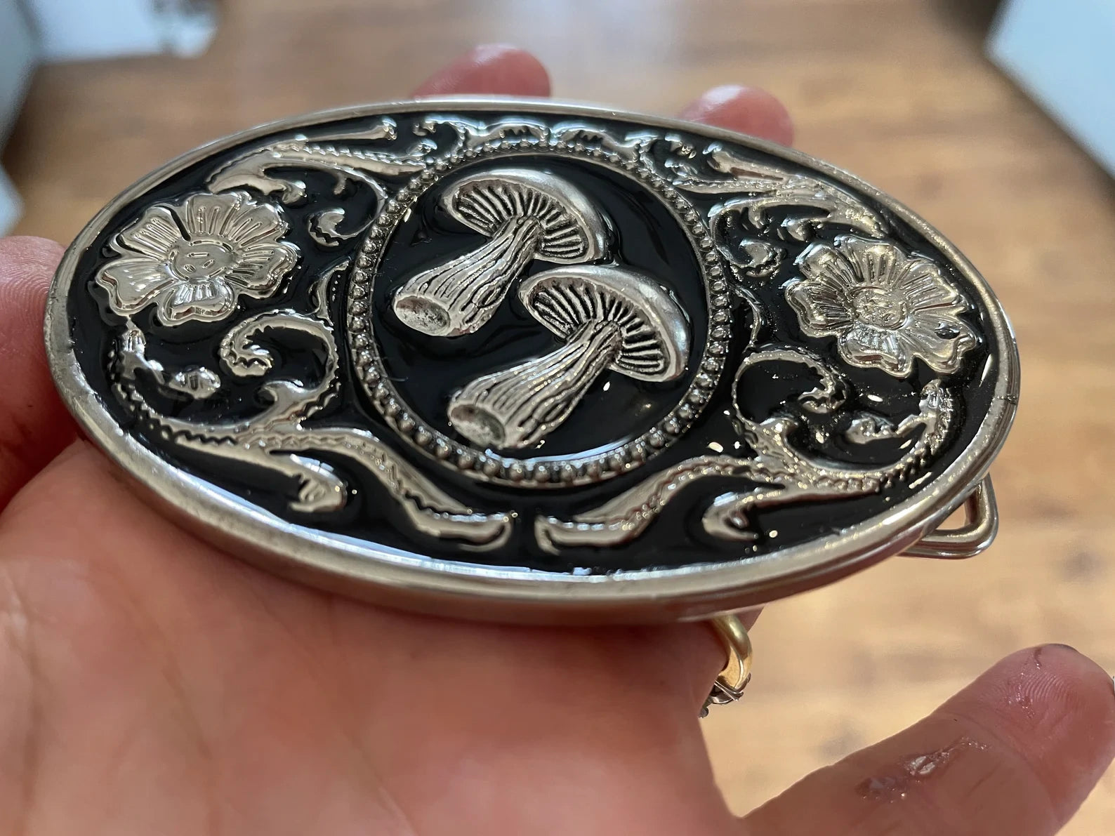 Silver Mushroom Belt Buckle