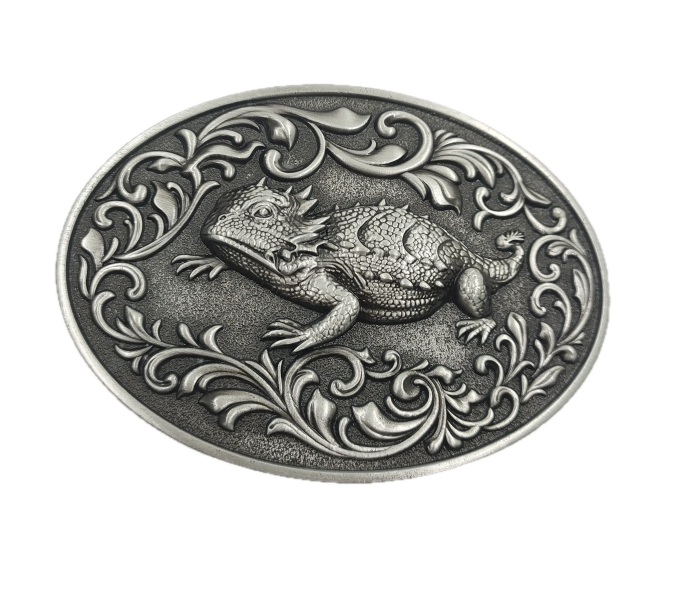 Horned Lizard Belt Buckle - Silver or Gold