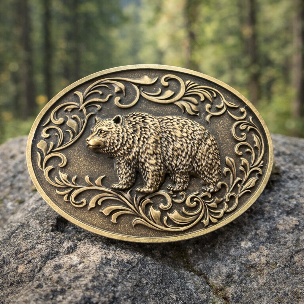 Bronze Bear Belt Buckle