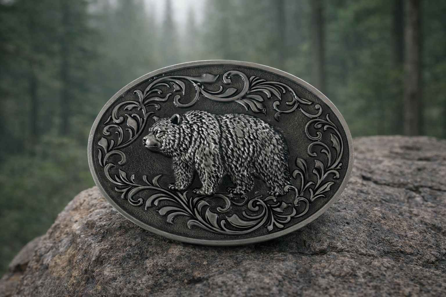 Silver Bear Belt Buckle