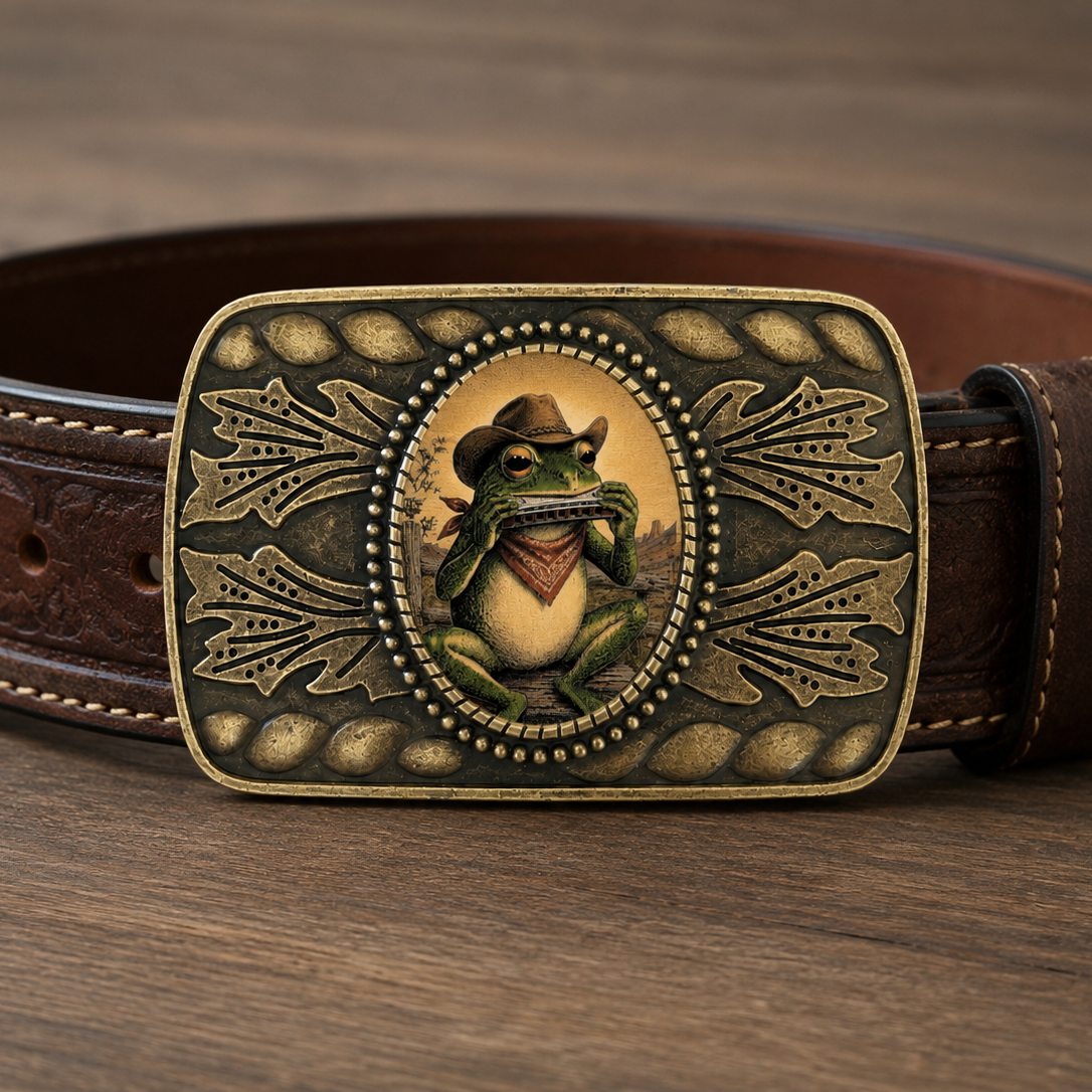 Harmonica Frog Belt Buckle