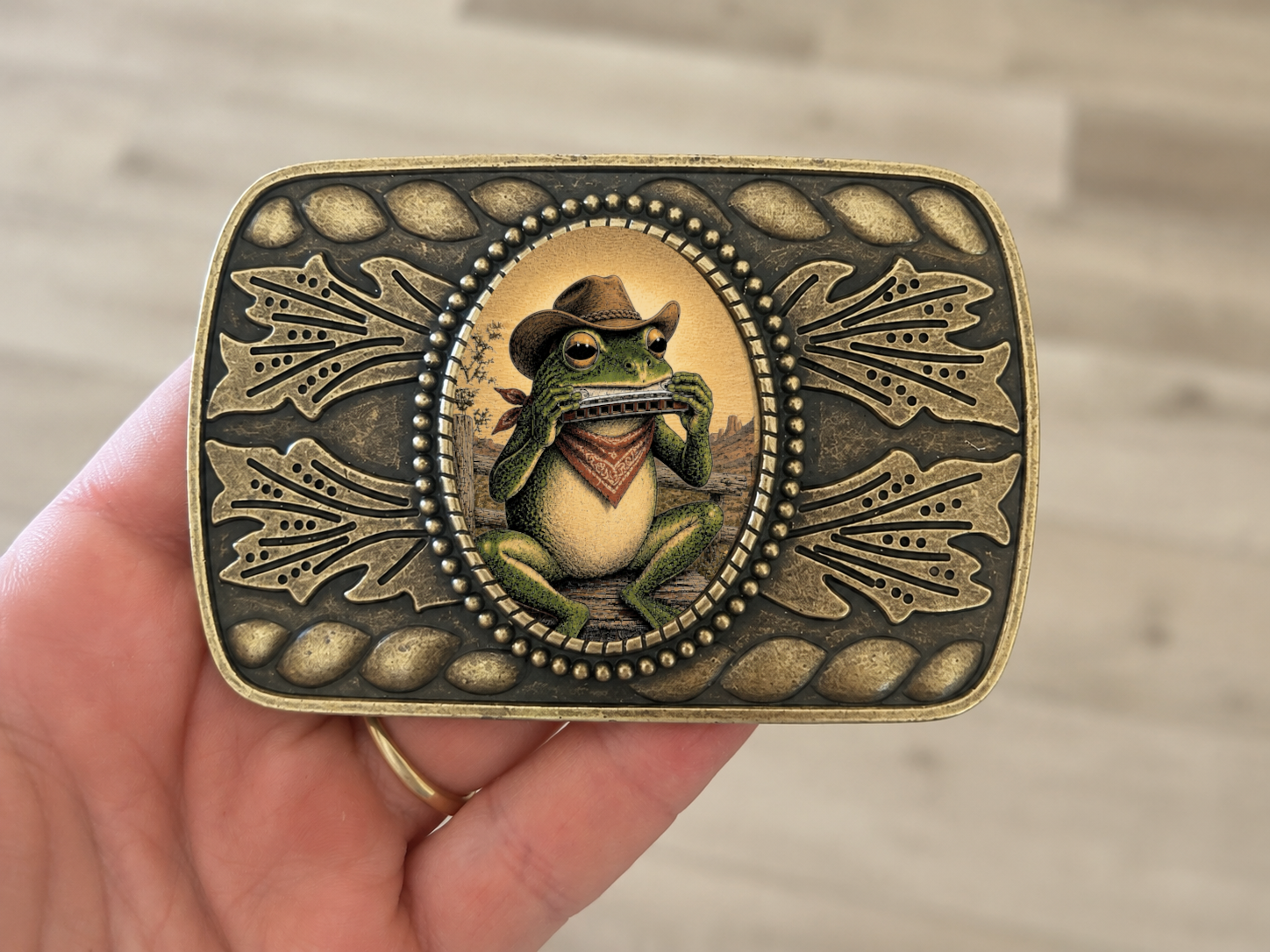 Harmonica Frog Belt Buckle