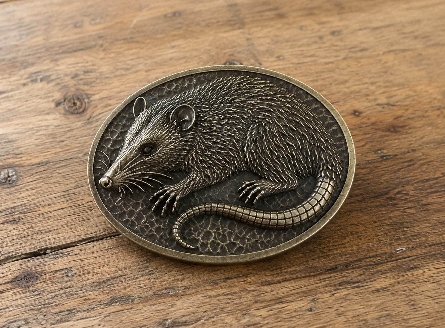 Bronze Opossum Belt Buckle