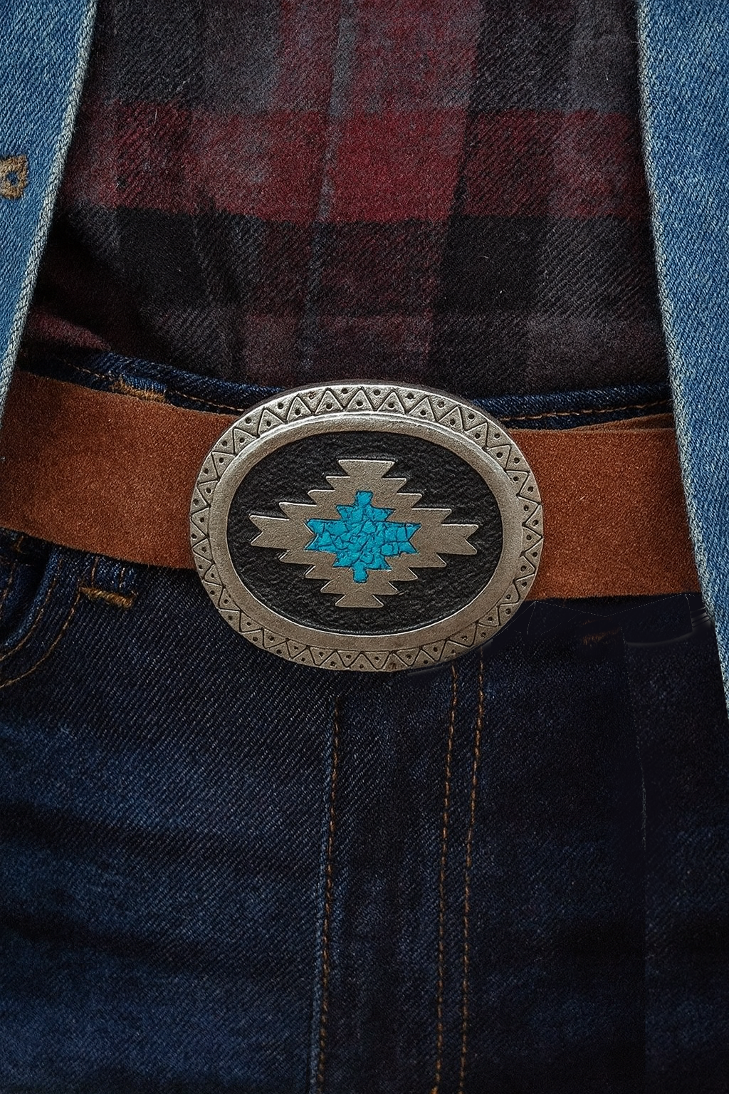 Turquoise Chevron Belt Buckle