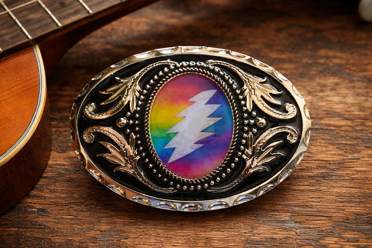 Grateful Lightning Bolt Belt Buckle