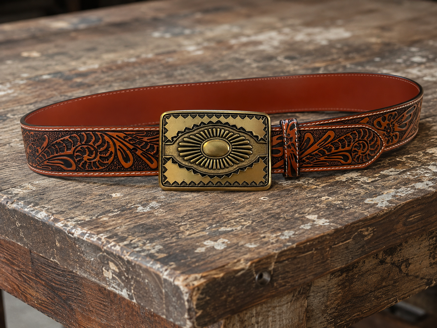 Large Golden Engraved Belt Buckle