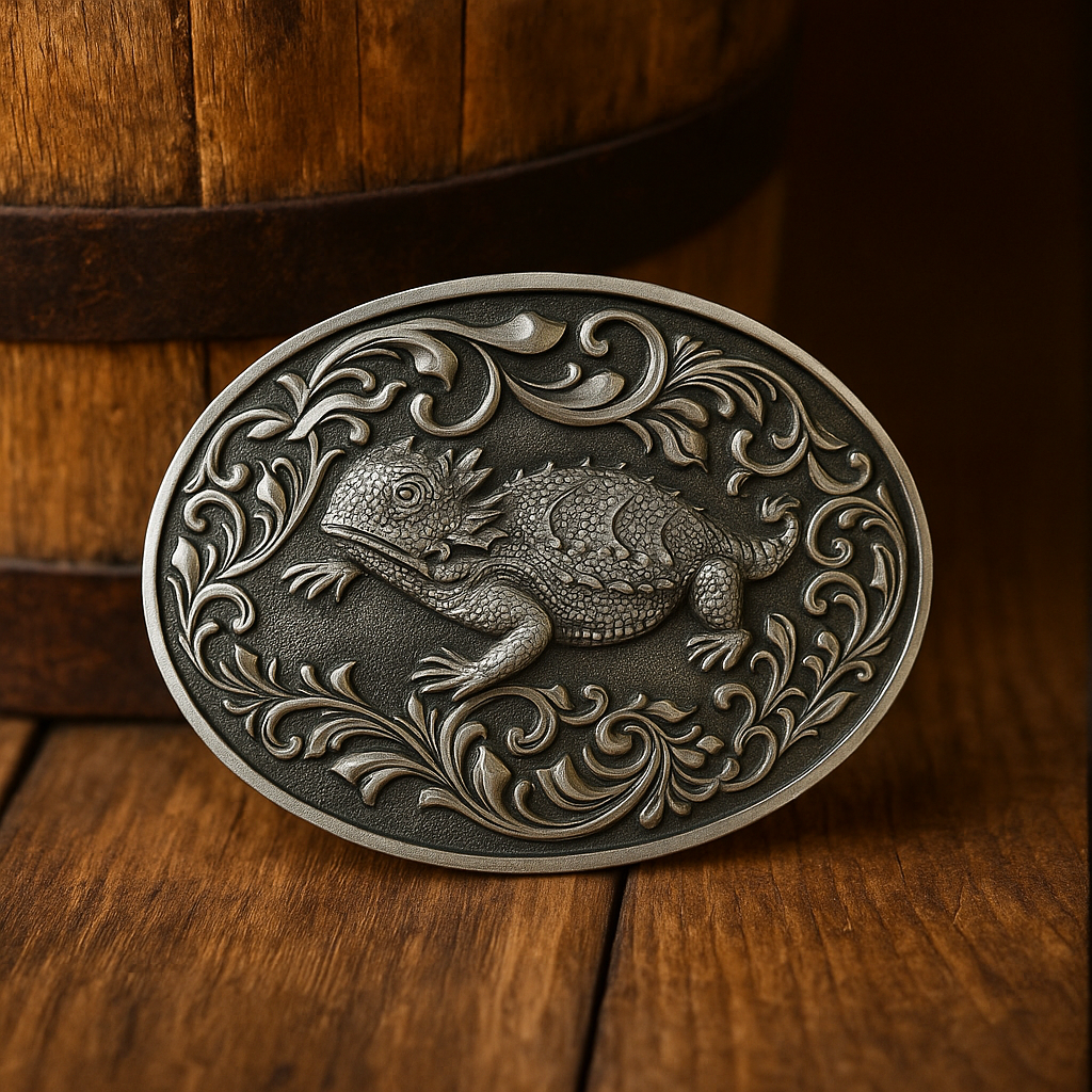 Horned Lizard Belt Buckle - Silver or Gold