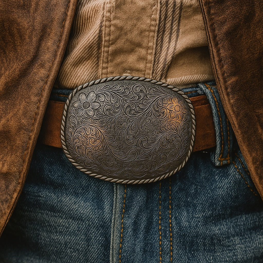Copper Engraved Belt Buckle