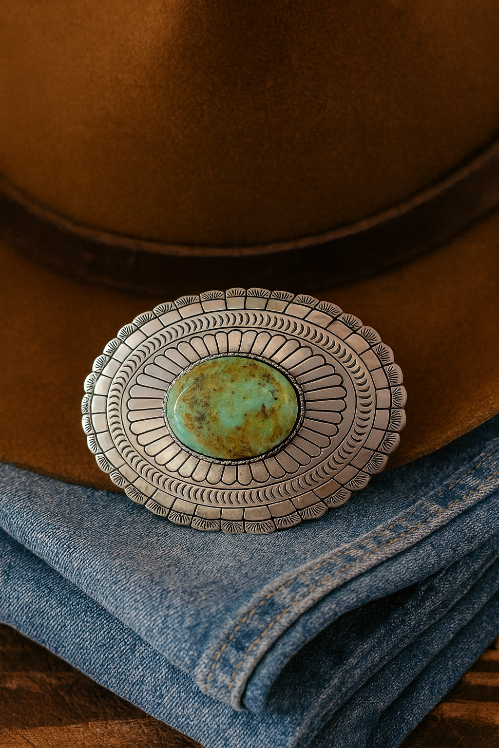 Large Teal Stone Belt Buckle (One of a Kind)
