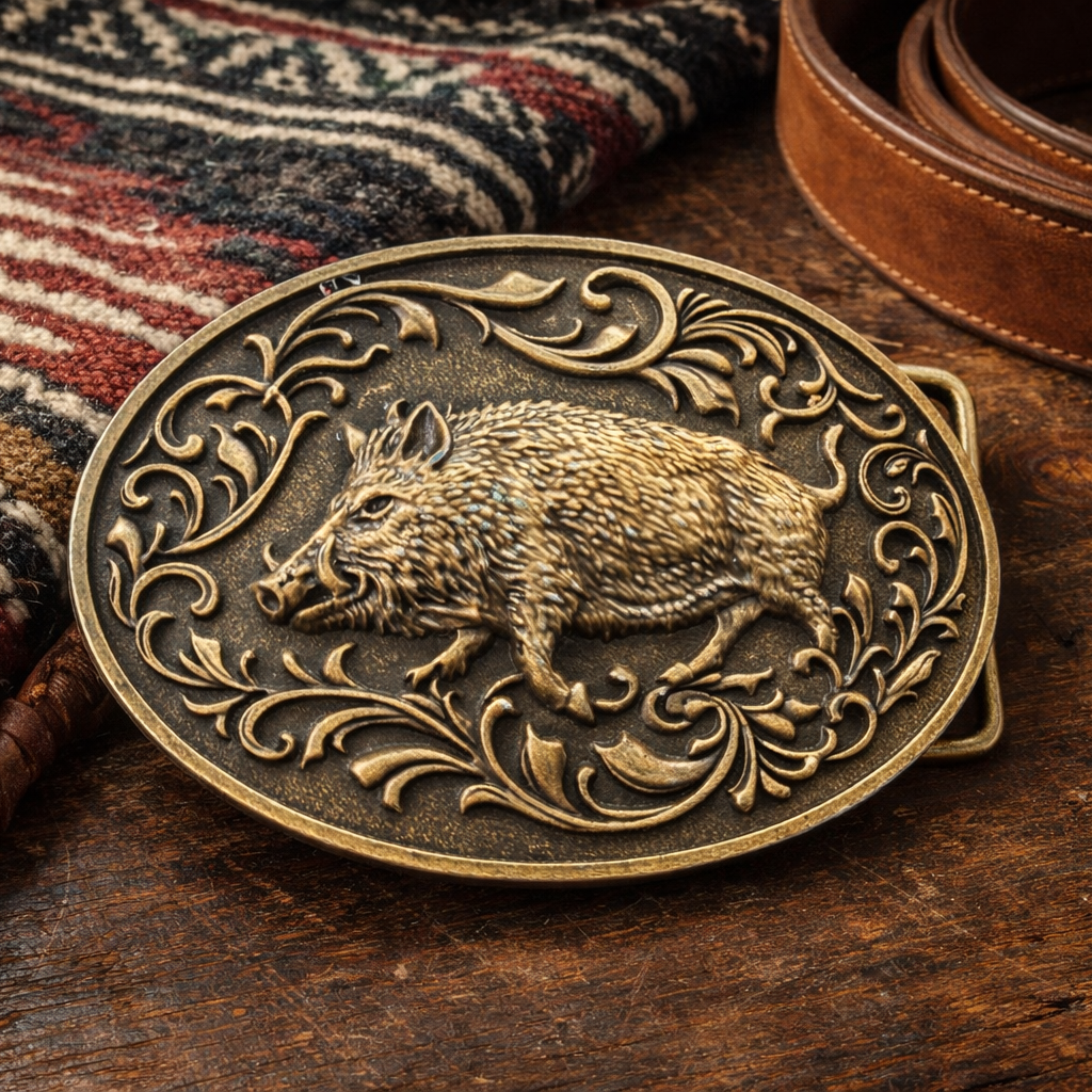 Bronze Boar Belt Buckle