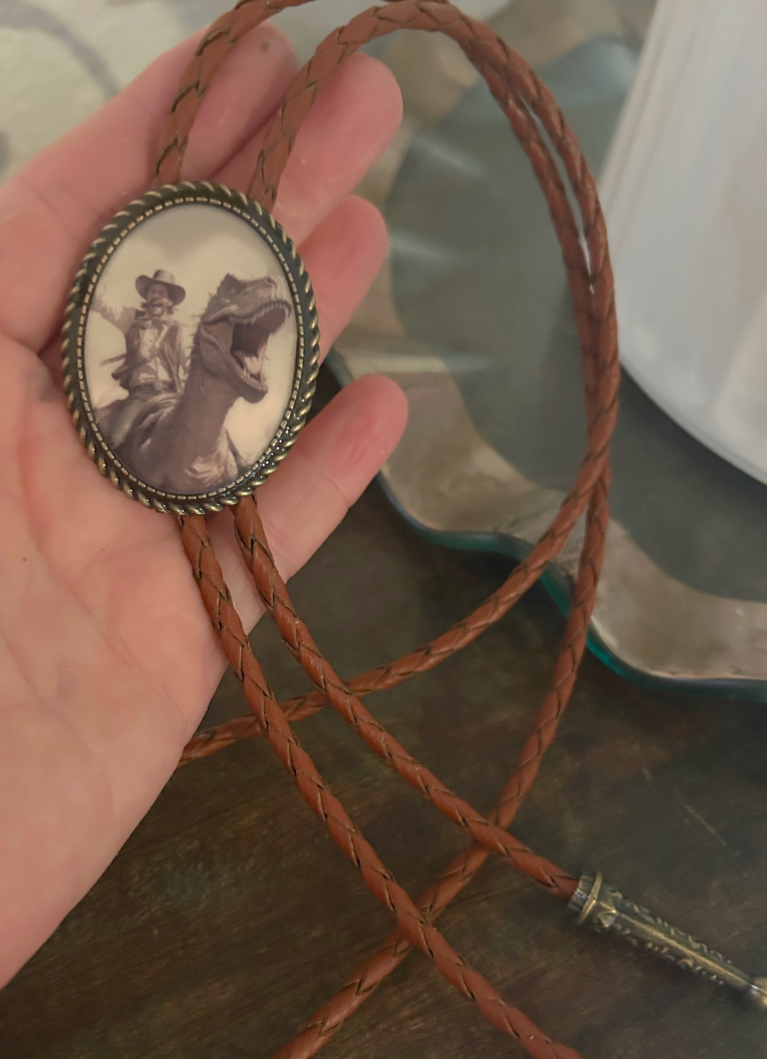 Dinosaur Cowboy Bolo Tie