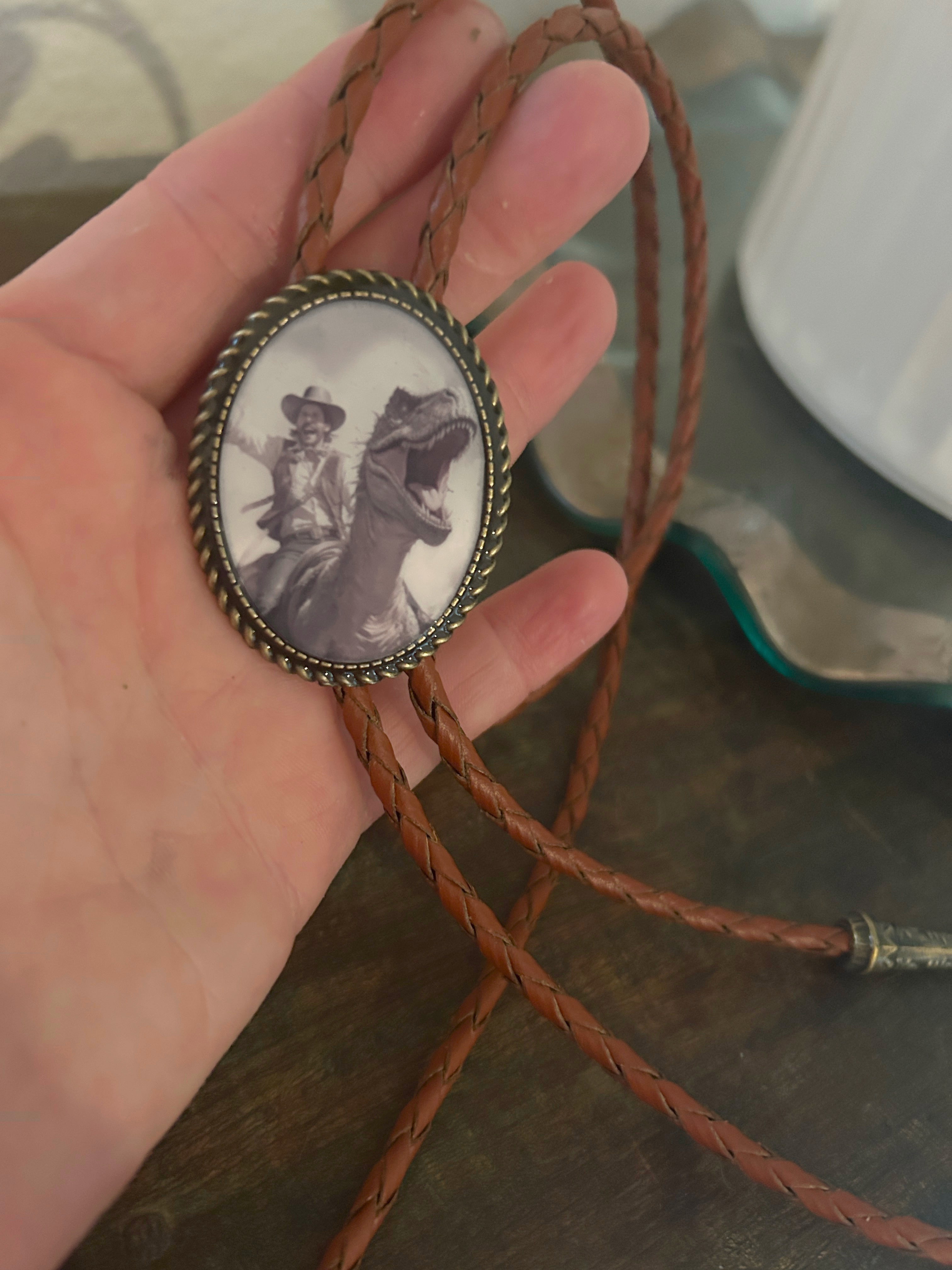 Dinosaur Cowboy Bolo Tie