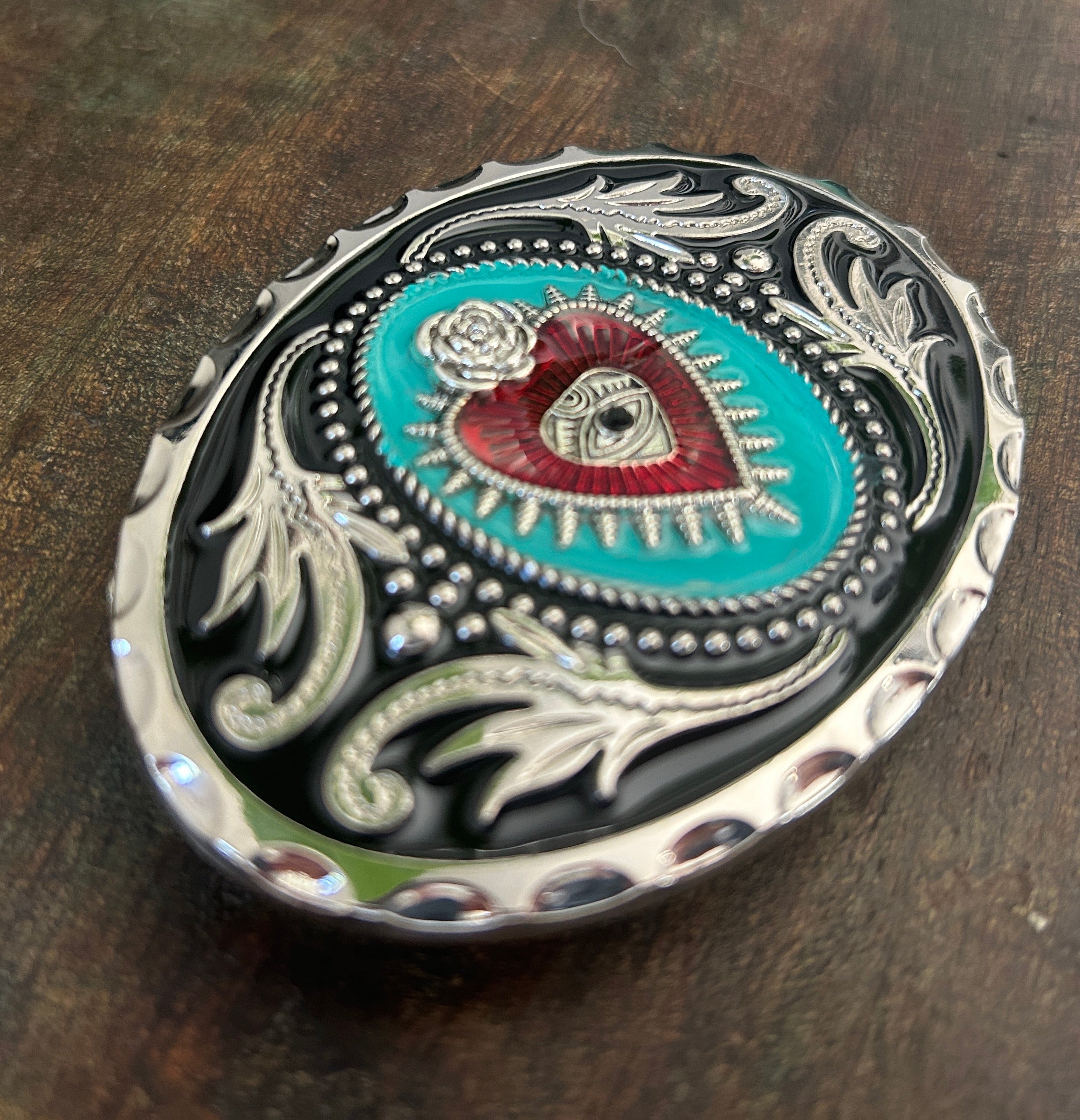 Turquoise Sacred Heart Belt Buckle