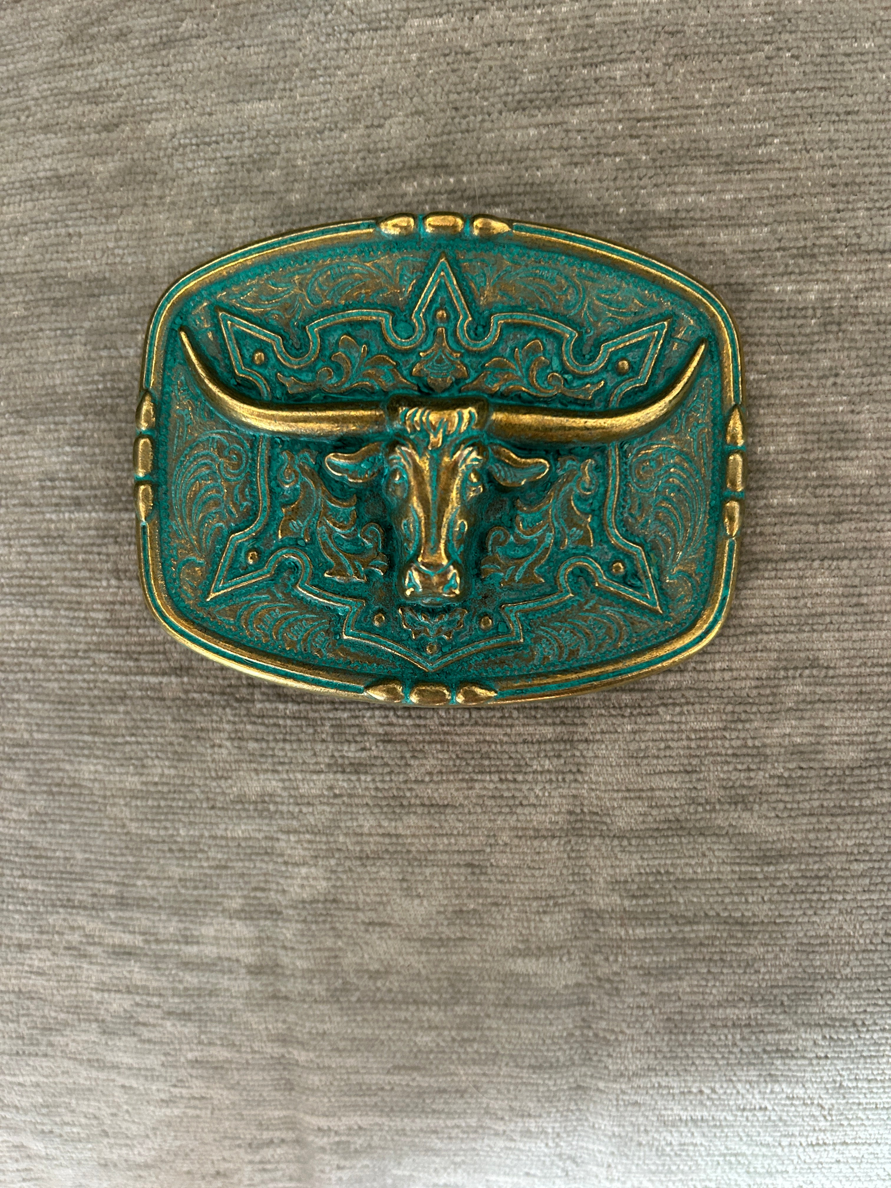 Teal Steer Belt Buckle
