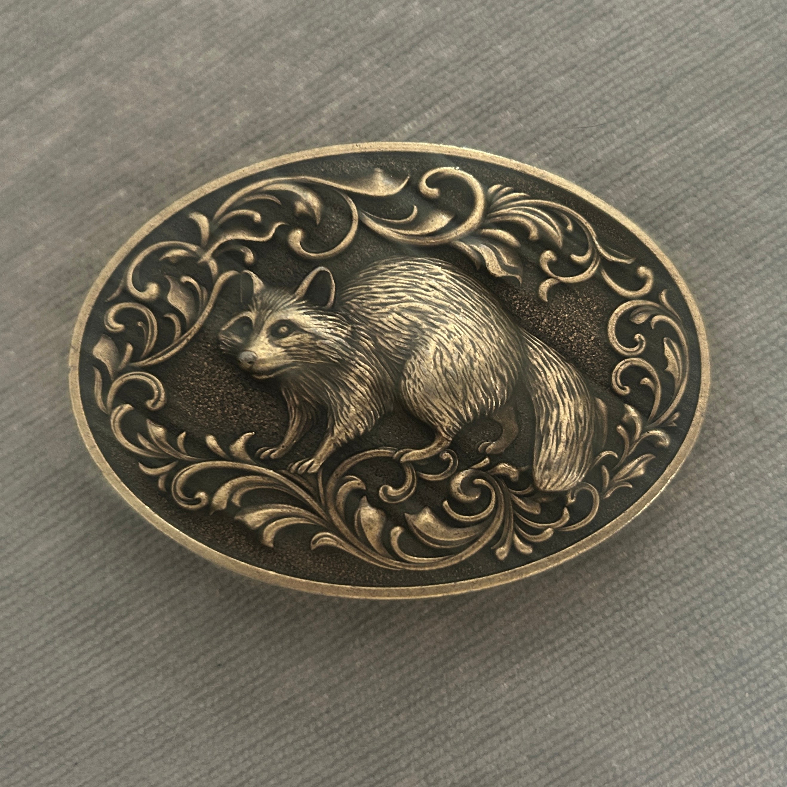 Bronze Raccoon Belt Buckle
