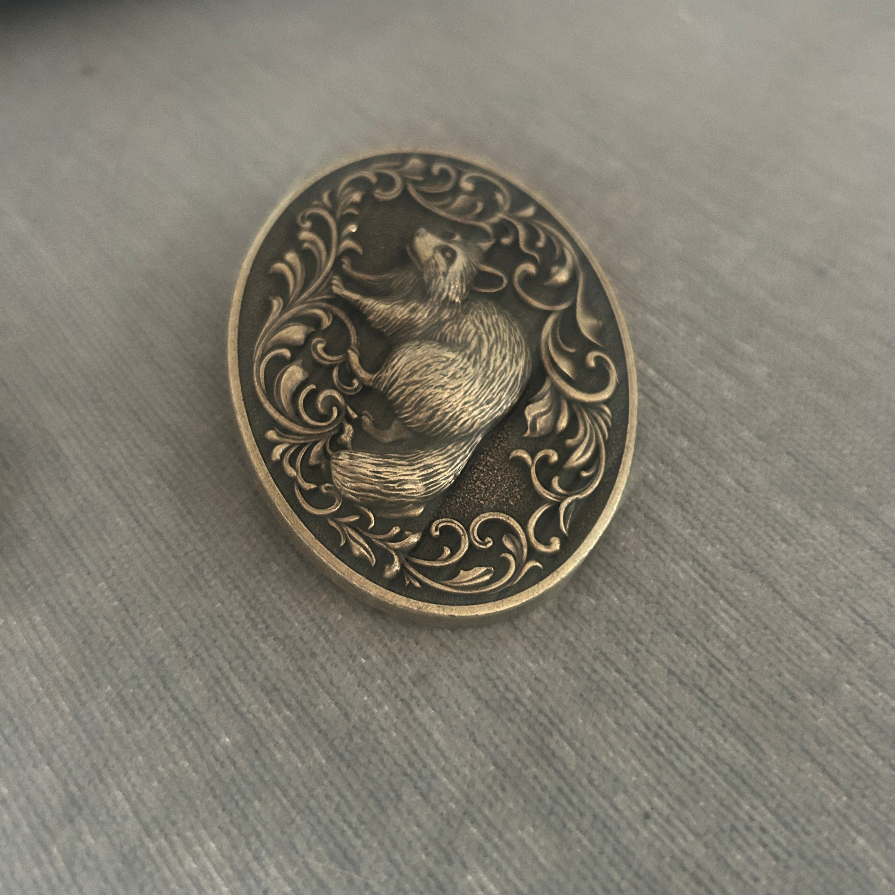 Bronze Raccoon Belt Buckle