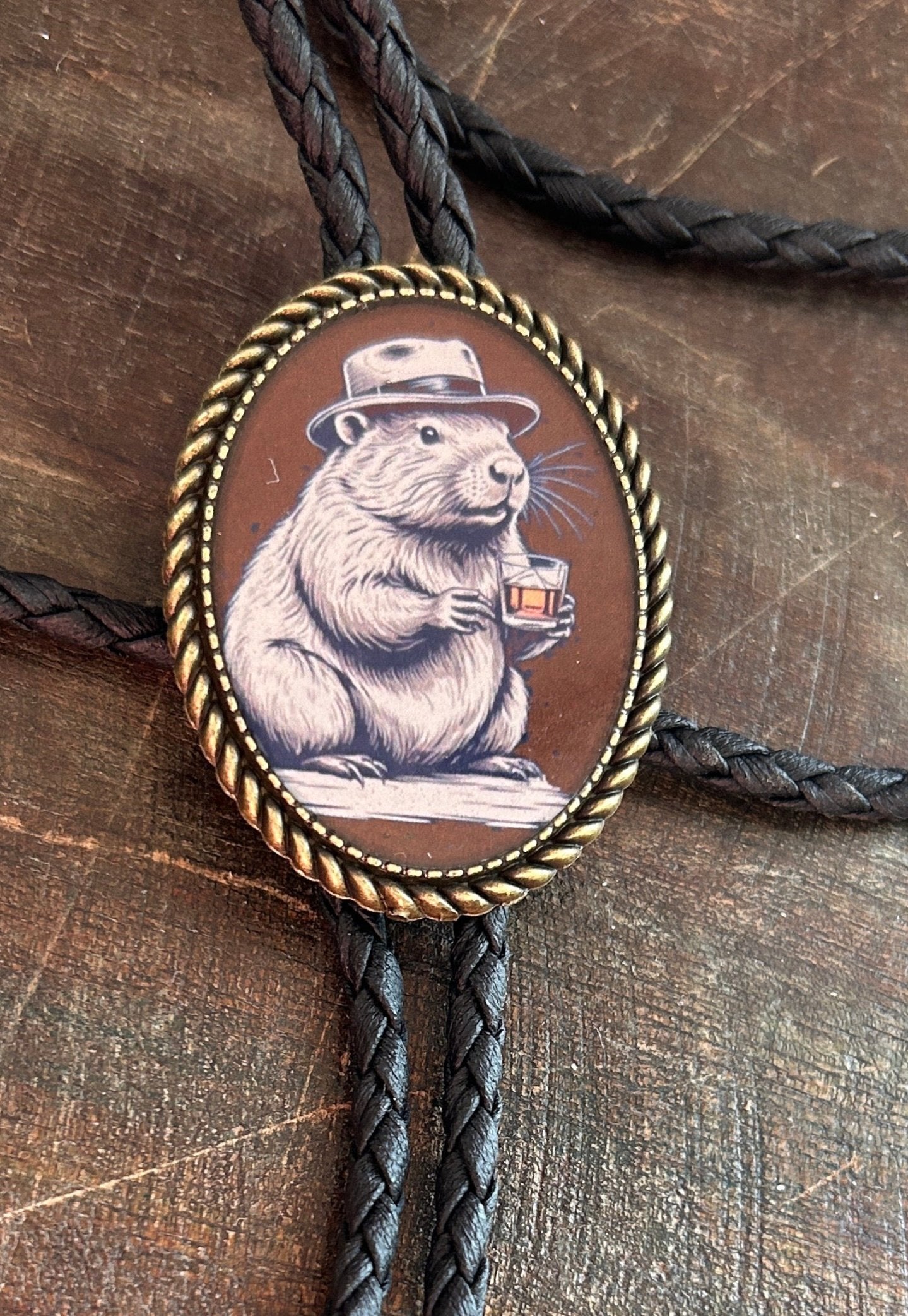 Bourbon Beaver Bolo Tie