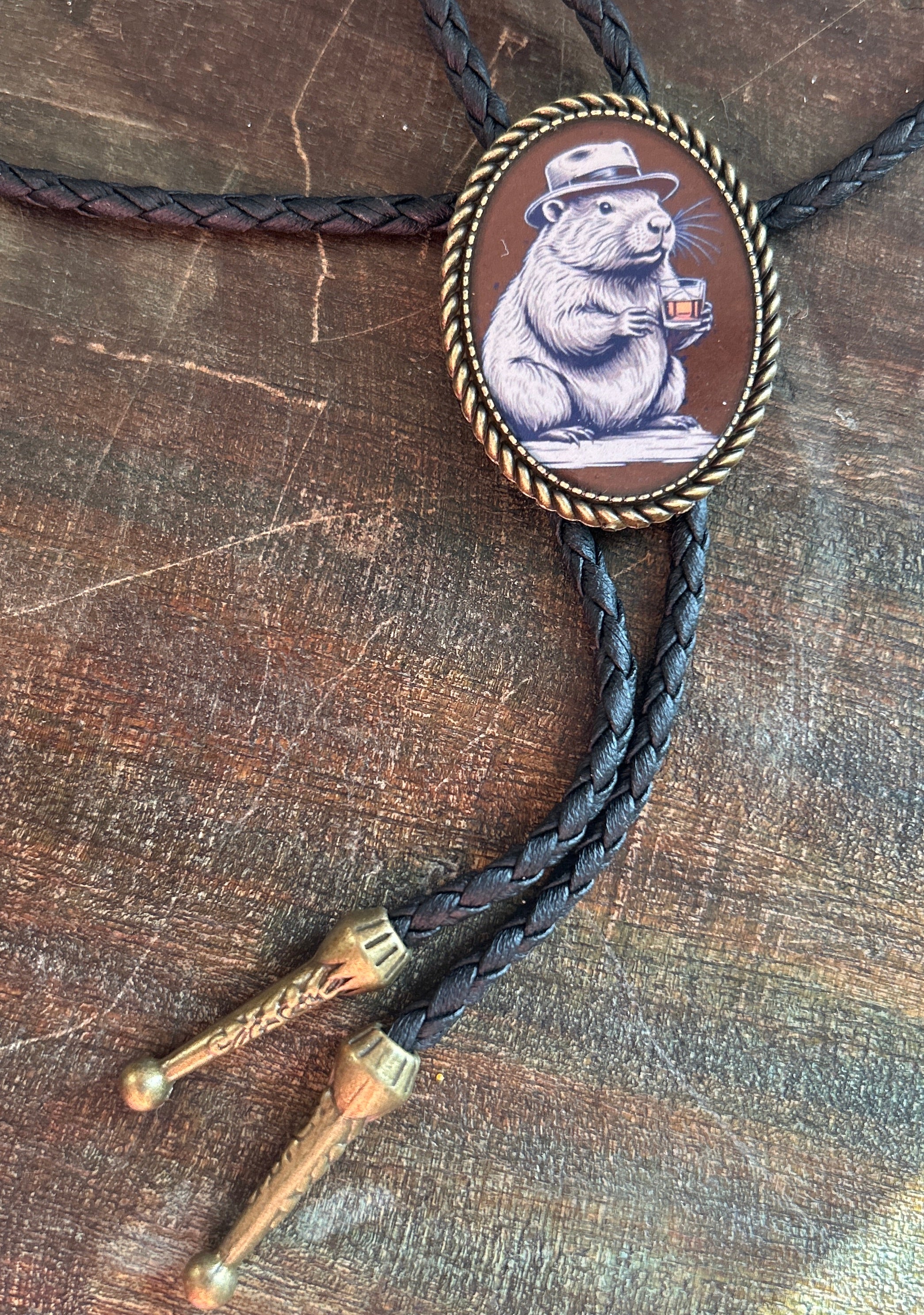 Bourbon Beaver Bolo Tie