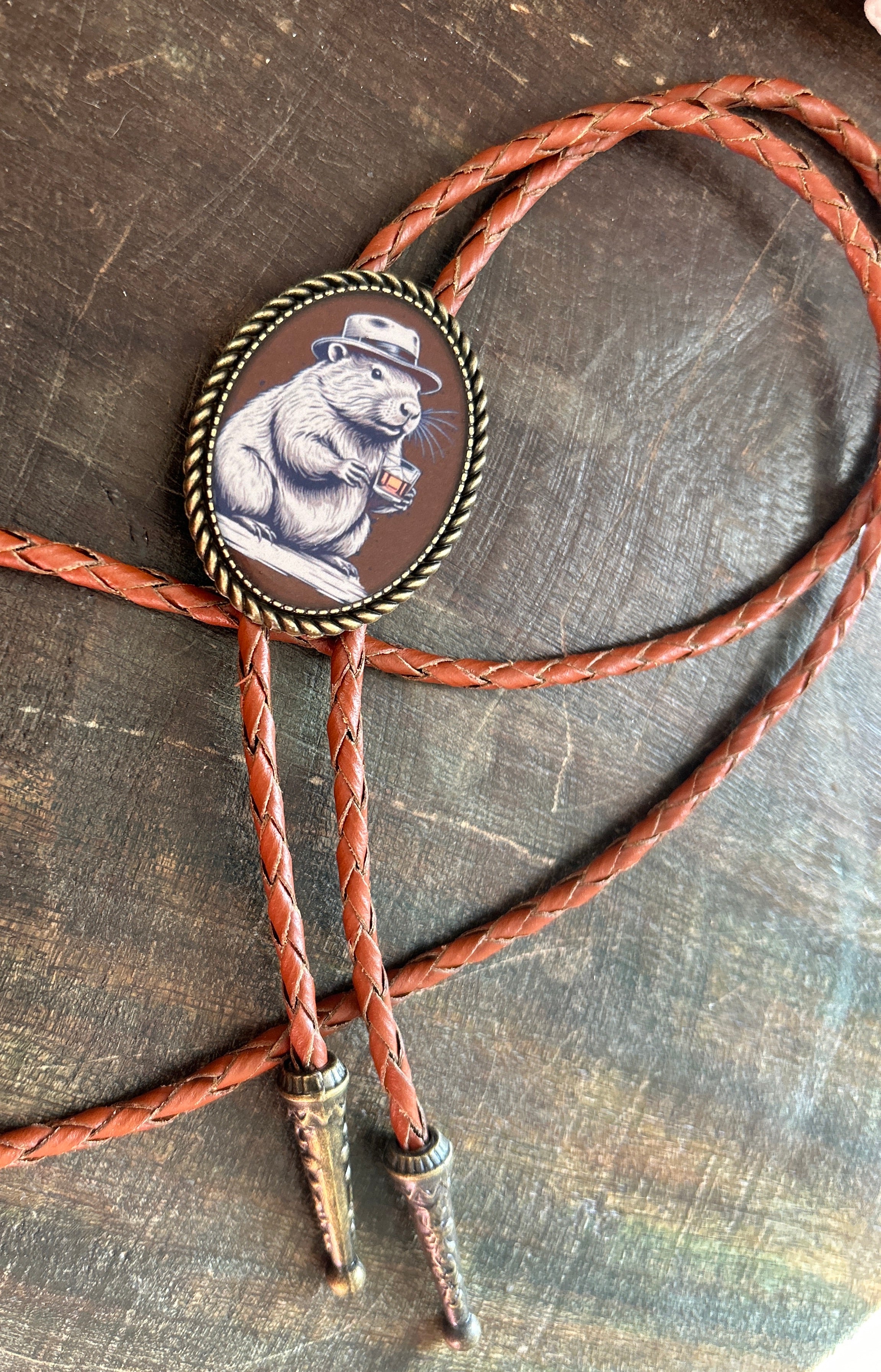 Bourbon Beaver Bolo Tie