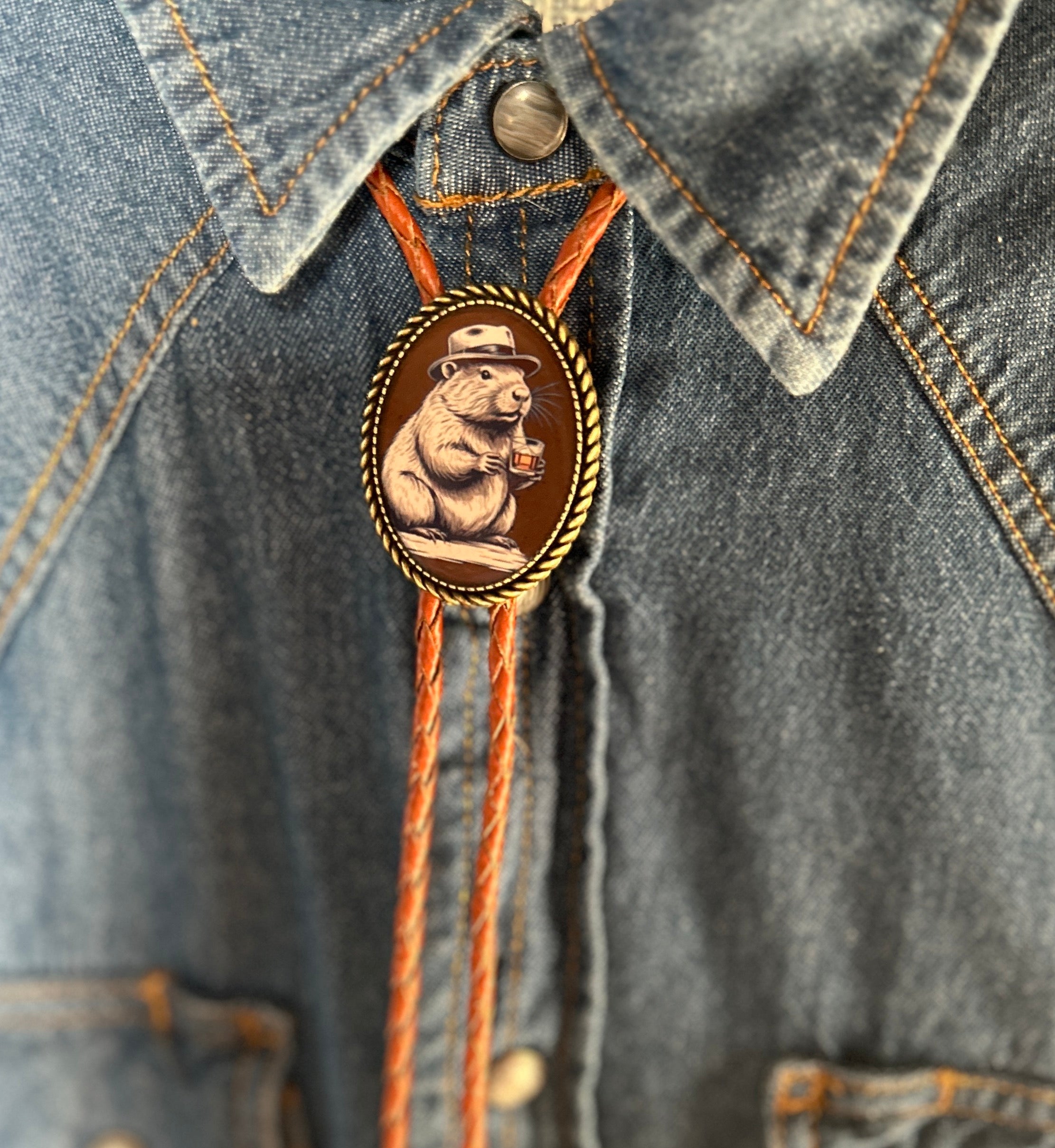 Bourbon Beaver Bolo Tie