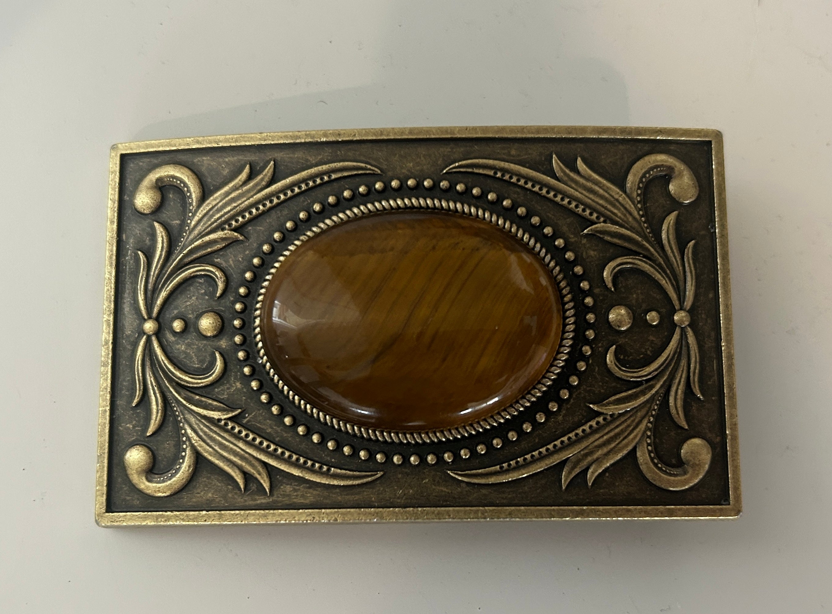 Antique Gold Tigers Eye Belt Buckle