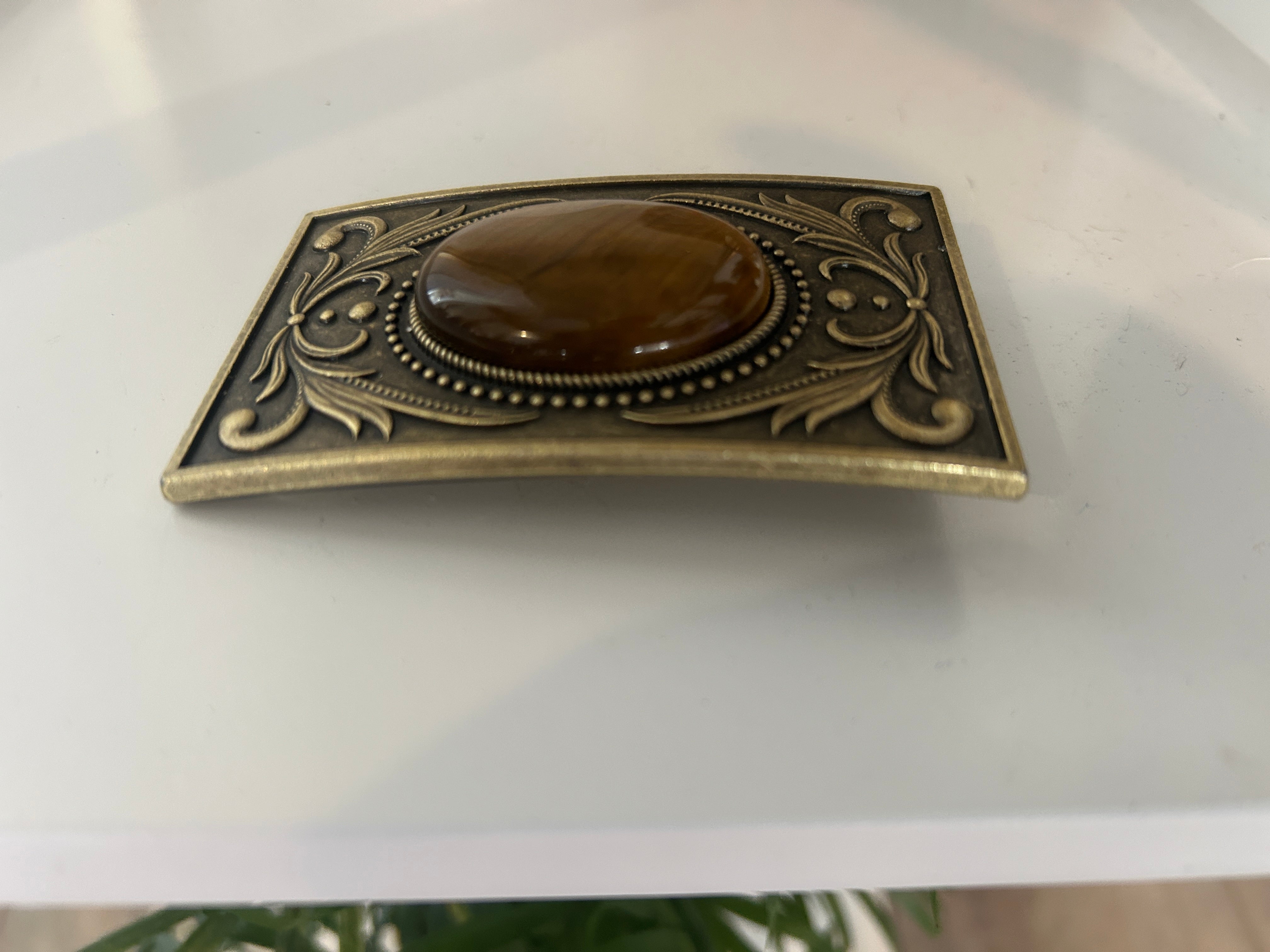 Antique Gold Tigers Eye Belt Buckle