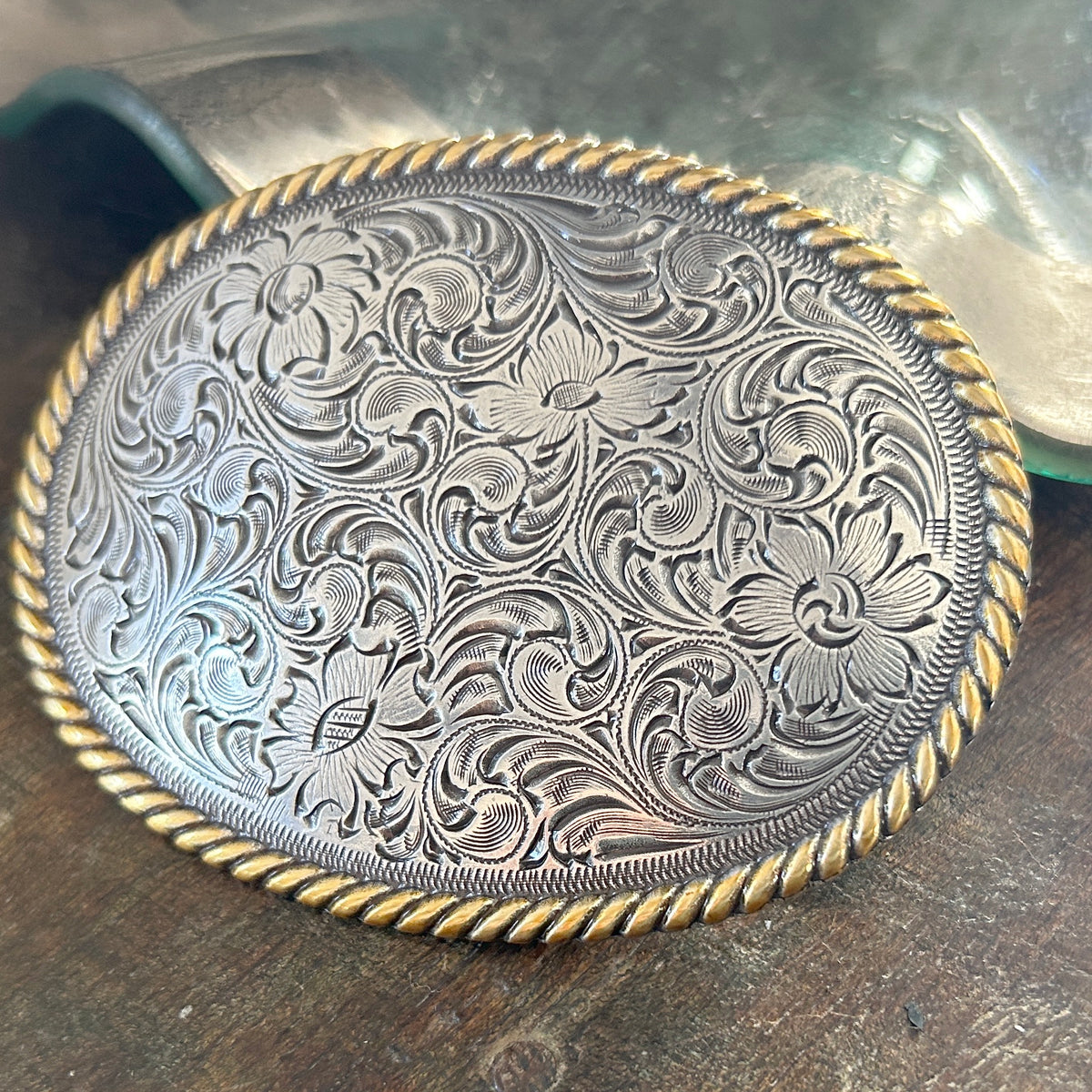 Silver / Gold Oval Rope Belt Buckle display picture 3