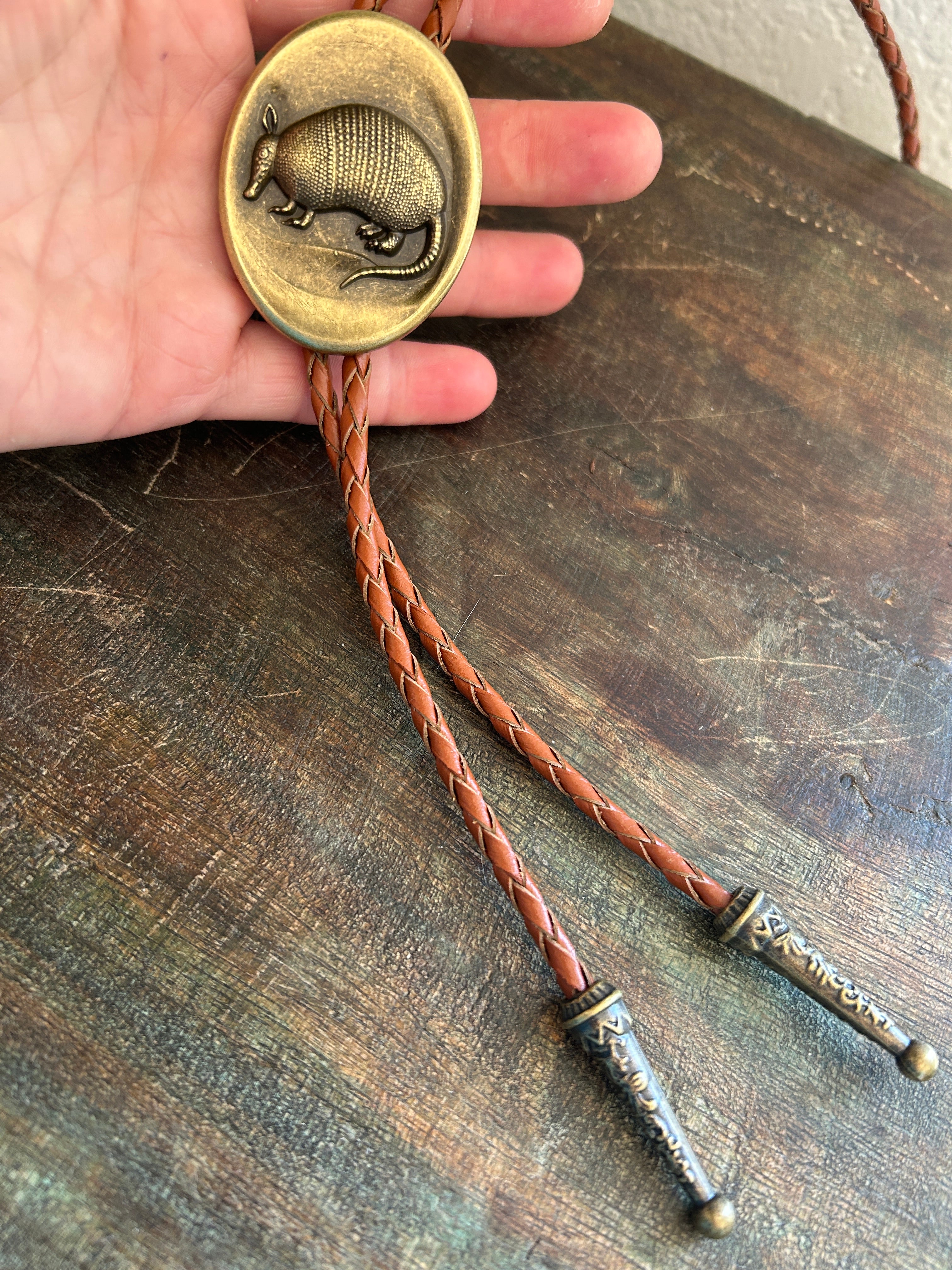 Gold Armadillo Bolo Tie