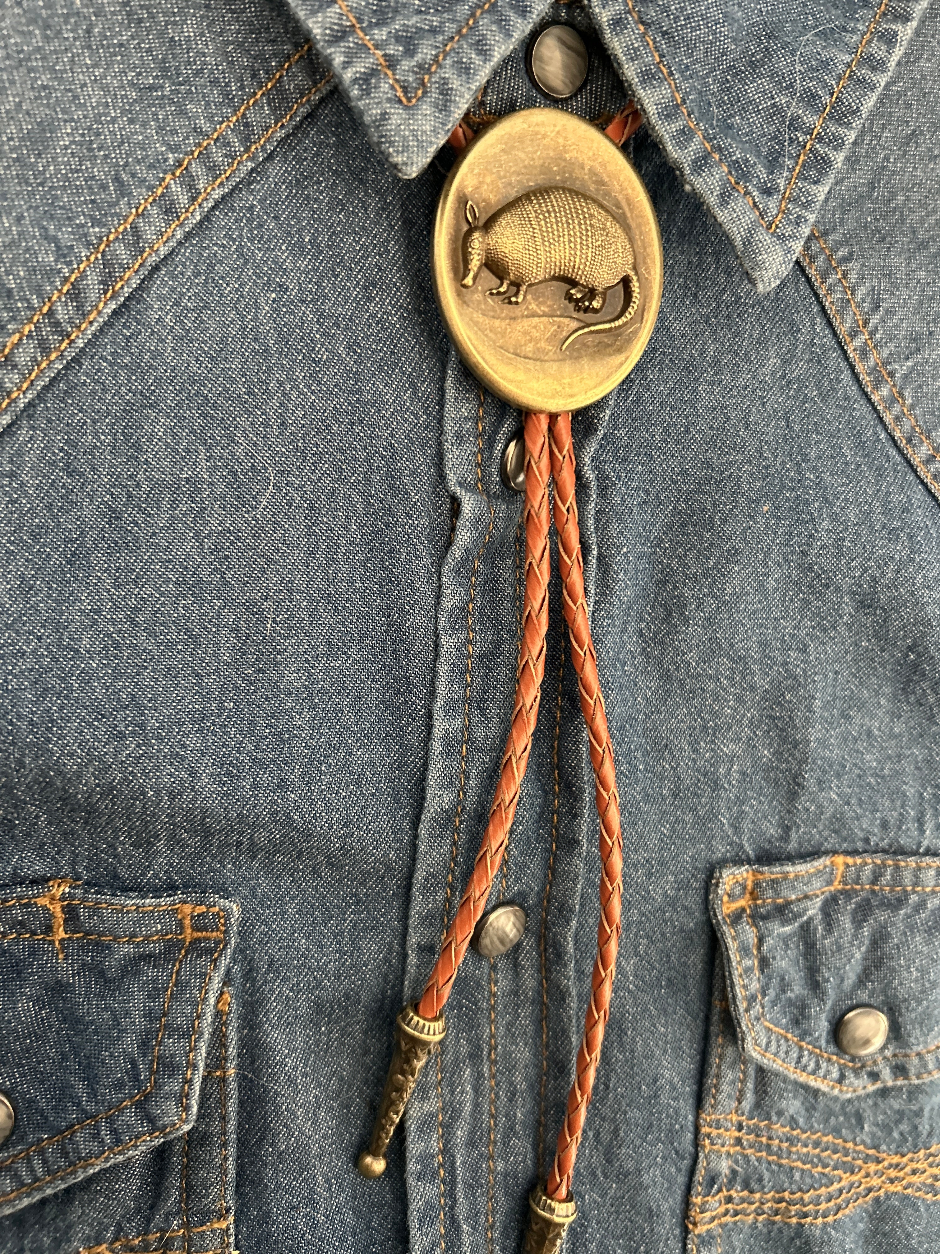 Gold Armadillo Bolo Tie