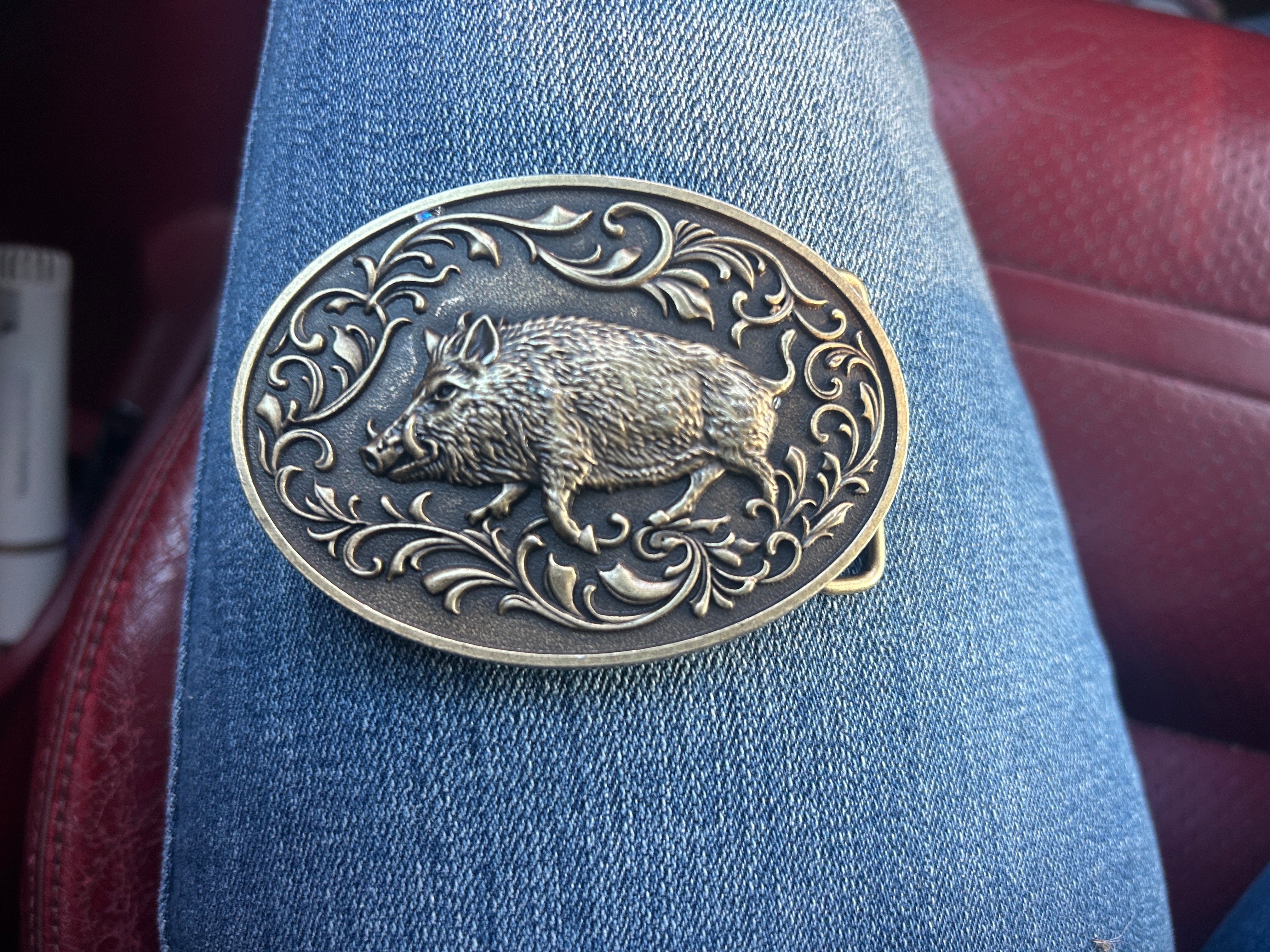 Bronze Boar Belt Buckle