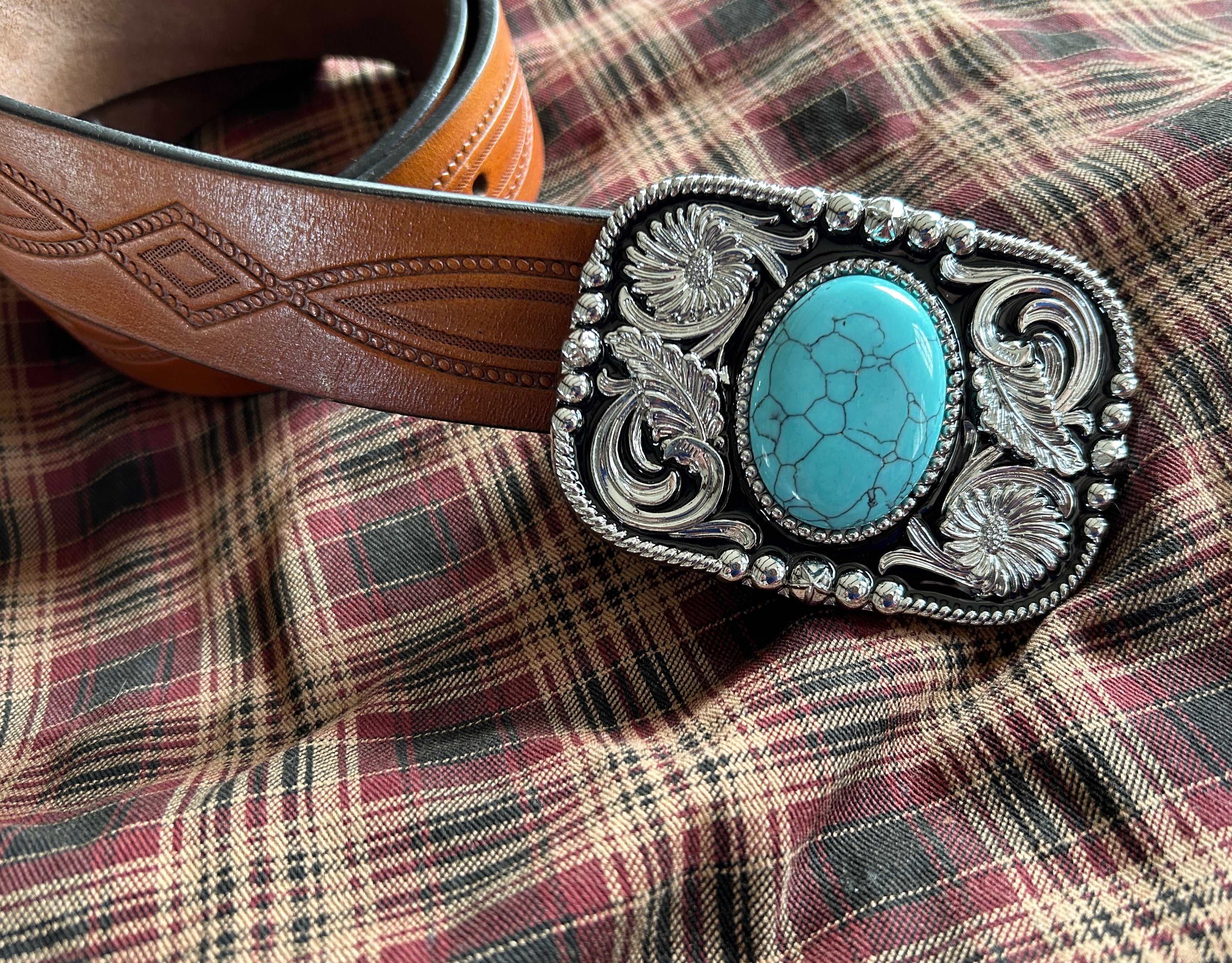 Turquoise Intricate Belt Buckle