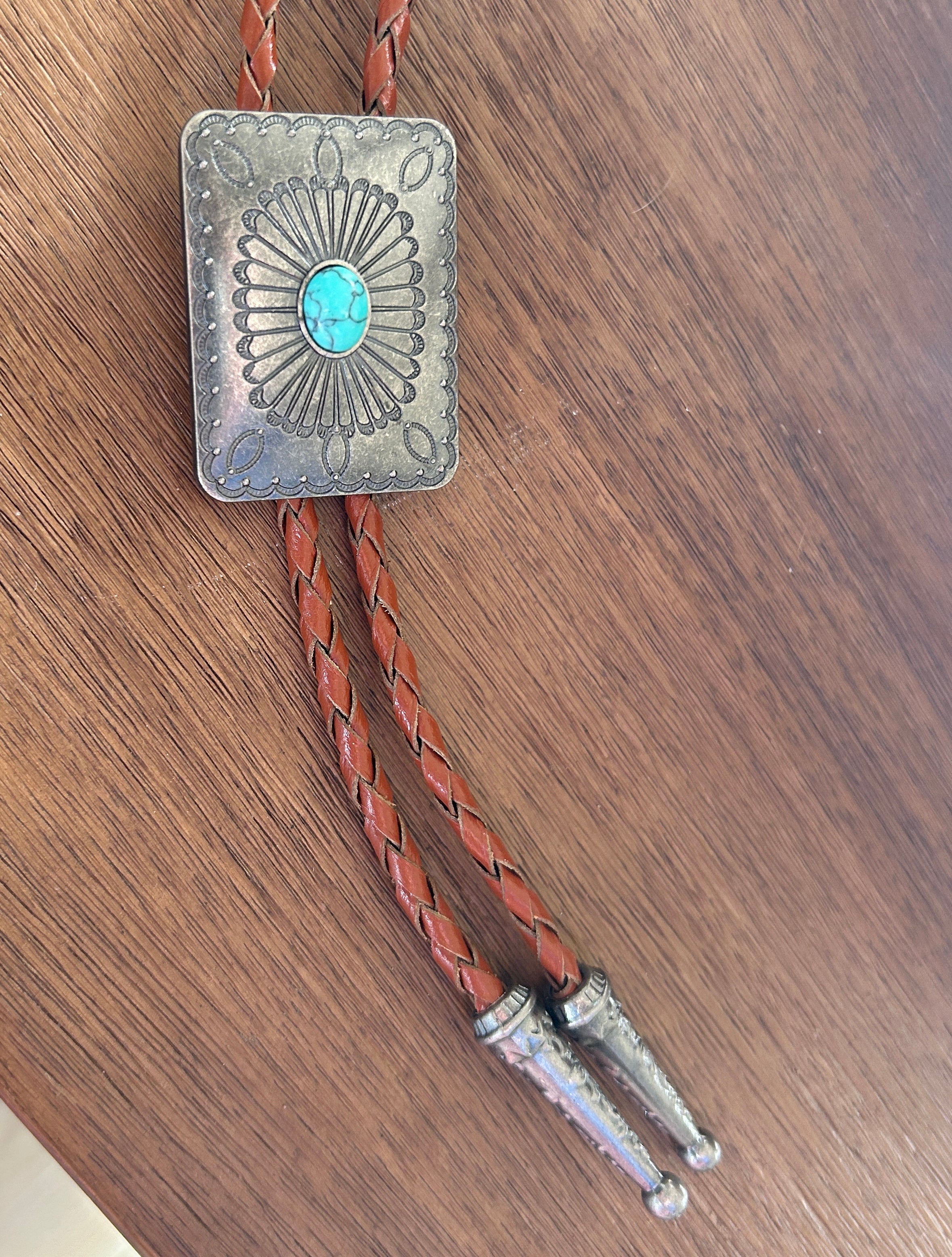 Rectangular Turquoise Bolo tie