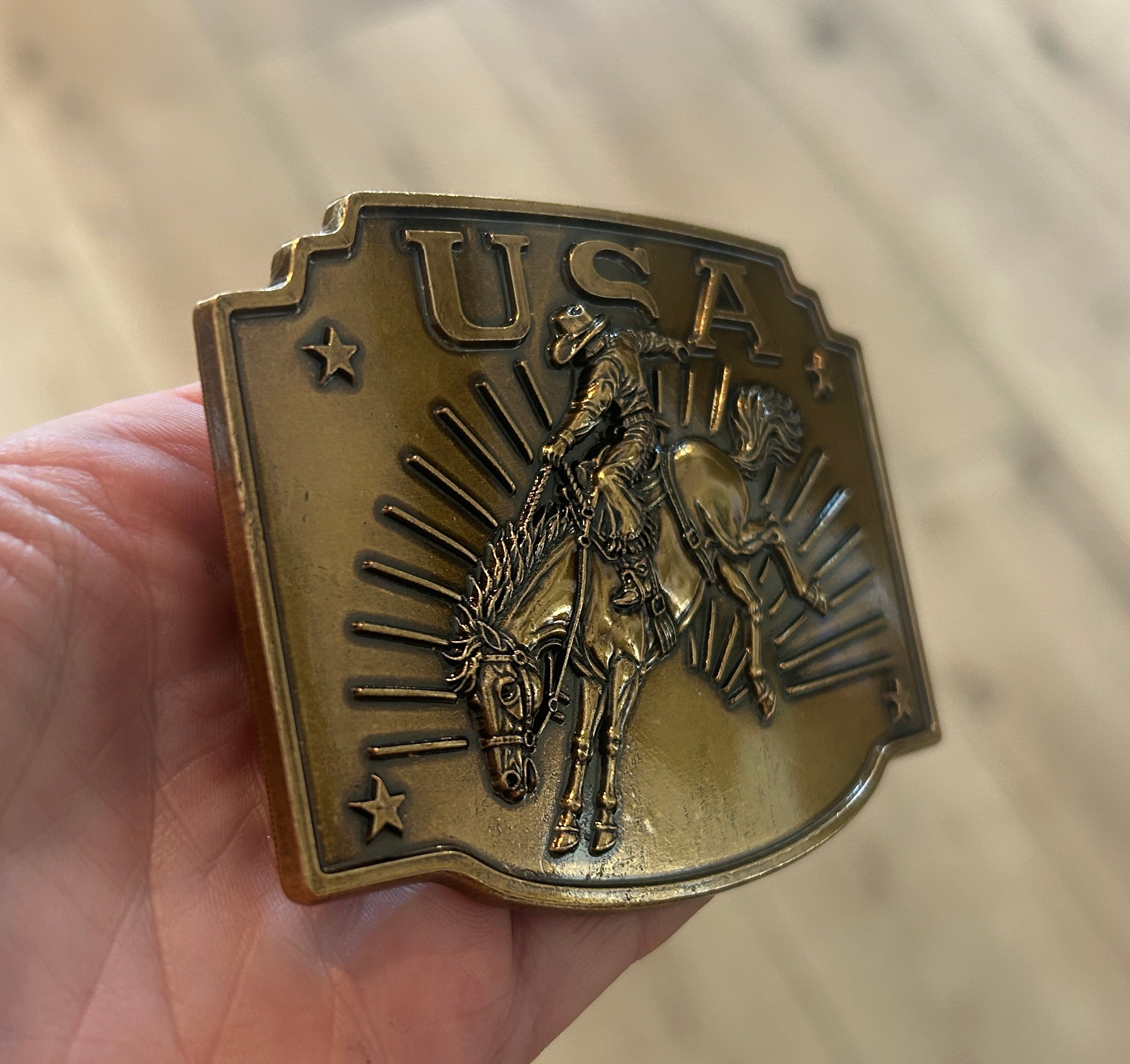 USA Bucking Bronc Belt Buckle