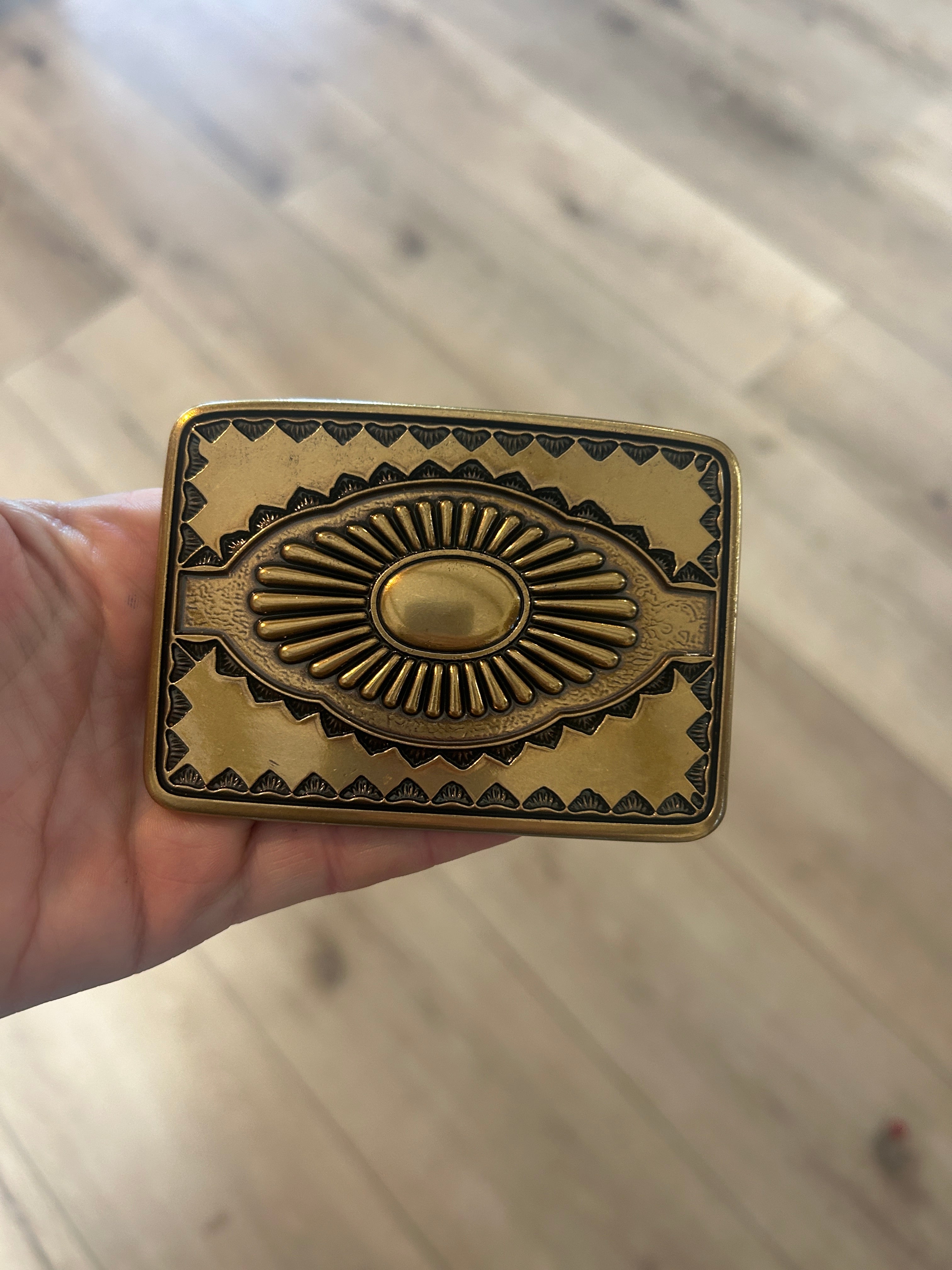 Large Golden Engraved Belt Buckle