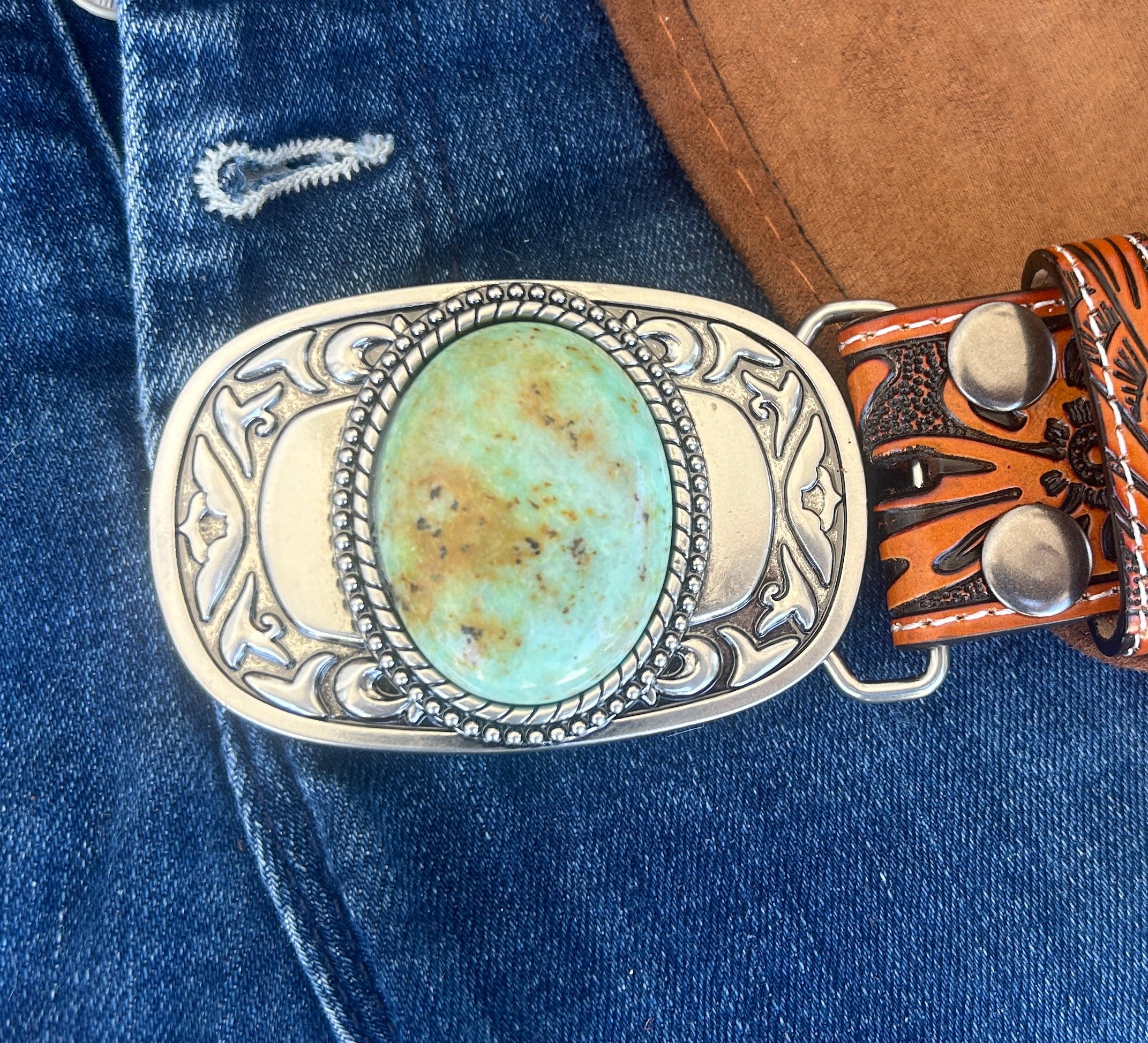 Sedona Turquoise Stone Belt Buckle