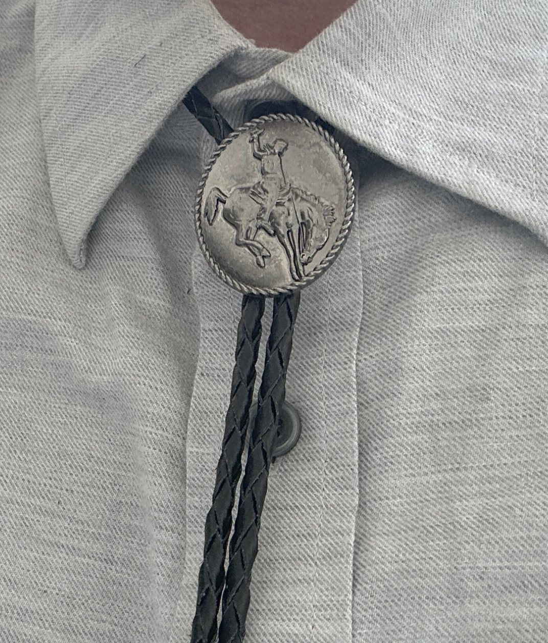 Silver Cowboy Bolo Tie