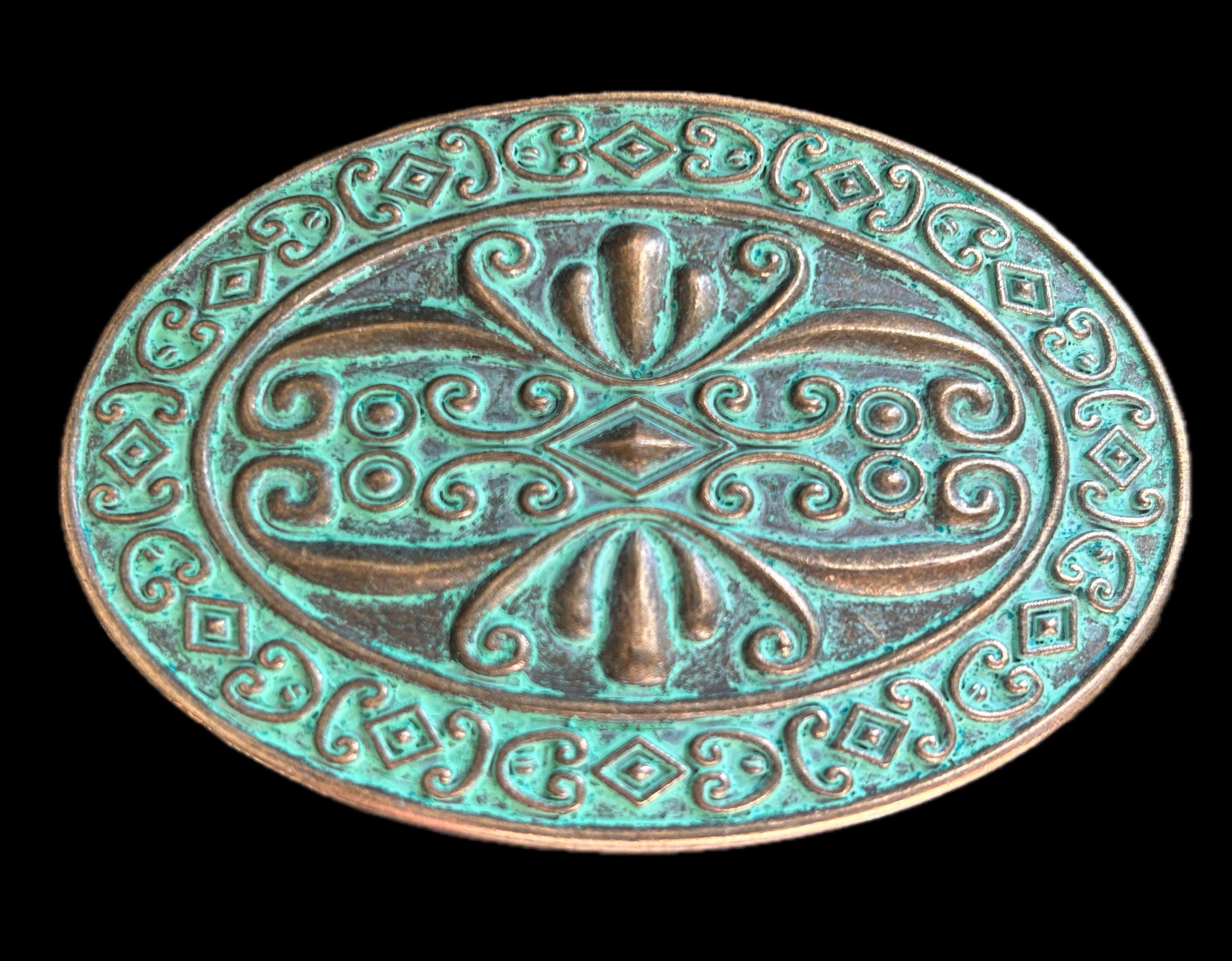 Teal Patina Belt Buckle