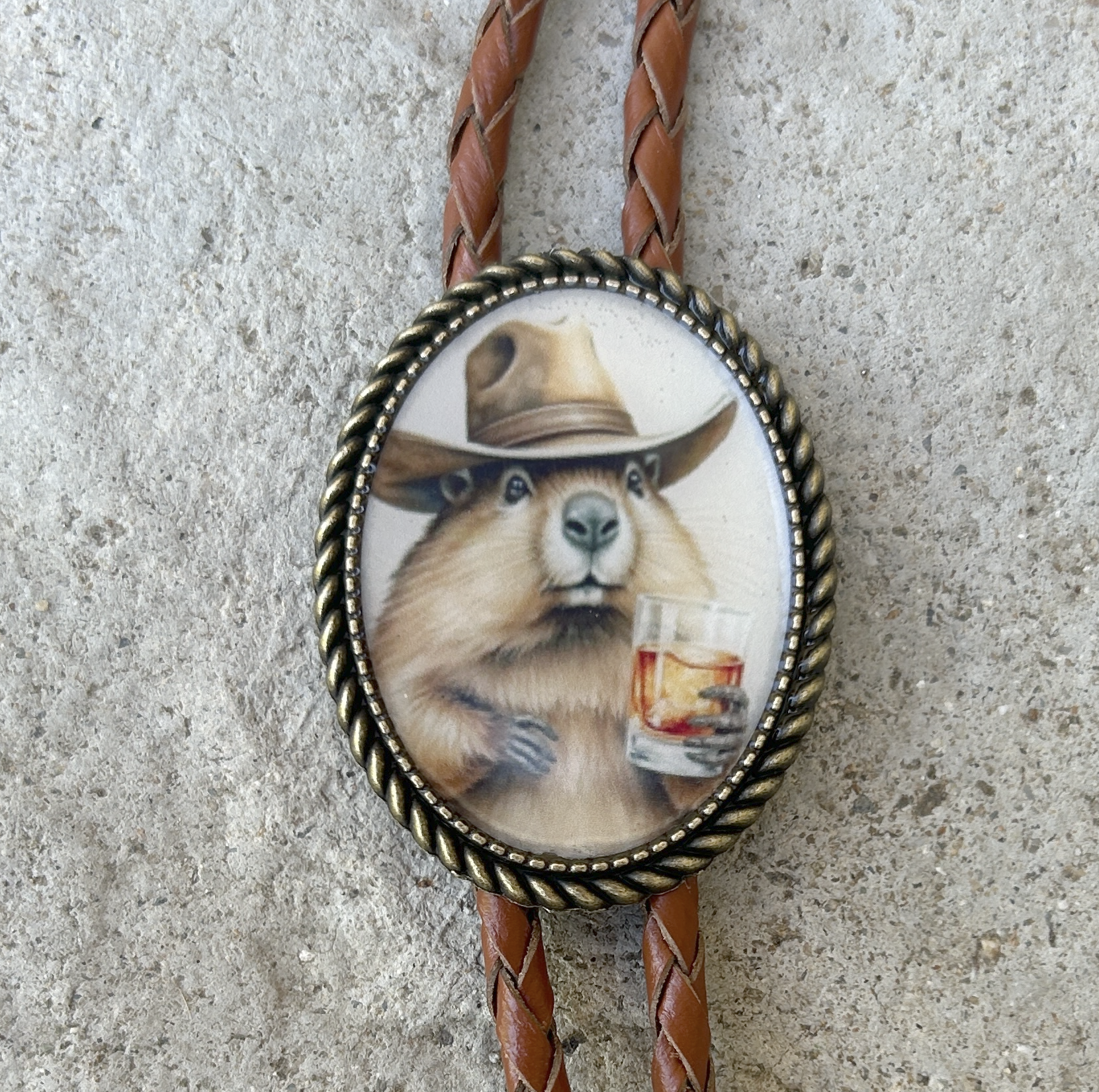 Bourbon Beaver Bolo Tie