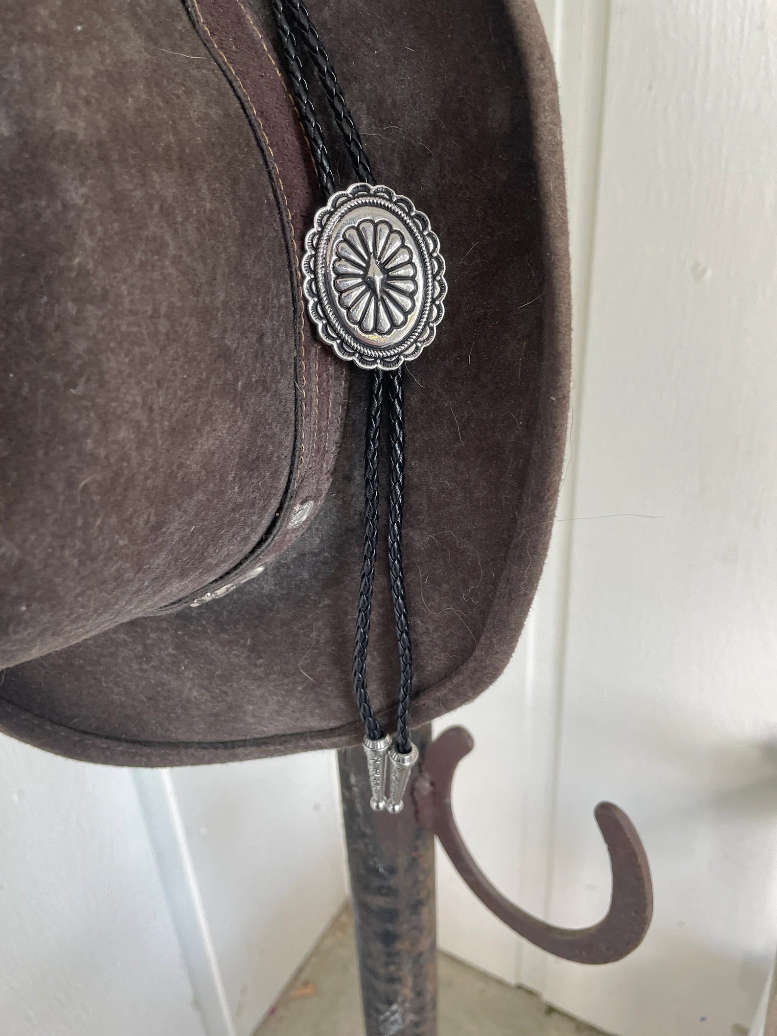 Southwestern Oval Silver Bolo Tie